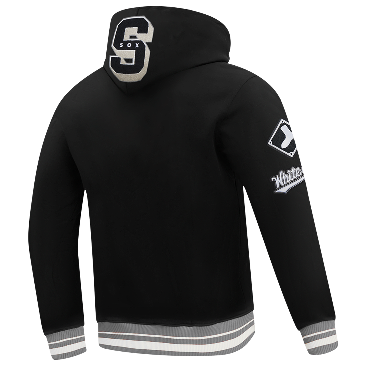 Pro Standard WHITE SOX MASH UP RIB FLC PO HOODIE - Men's - Black/Gray