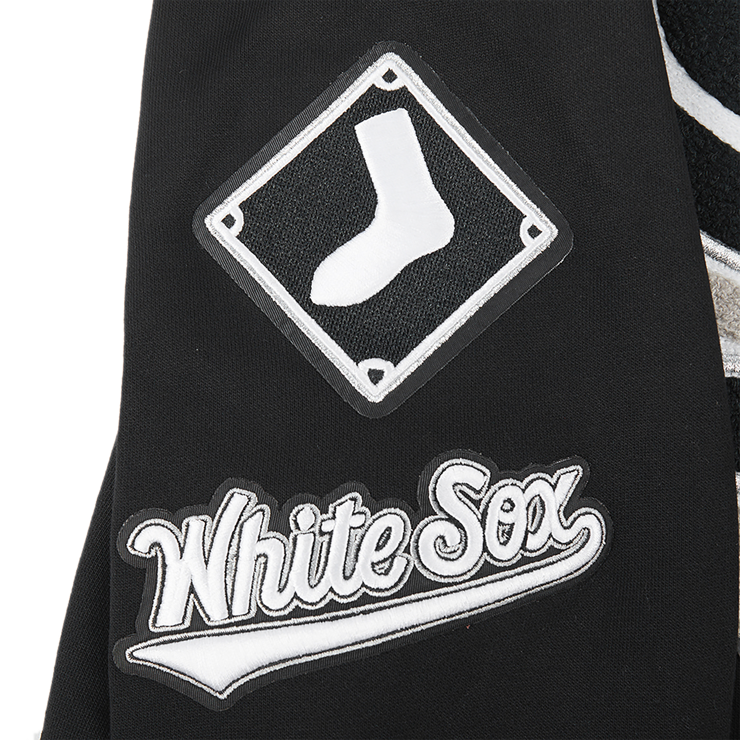 Pro Standard WHITE SOX MASH UP RIB FLC PO HOODIE - Men's - Black/Gray