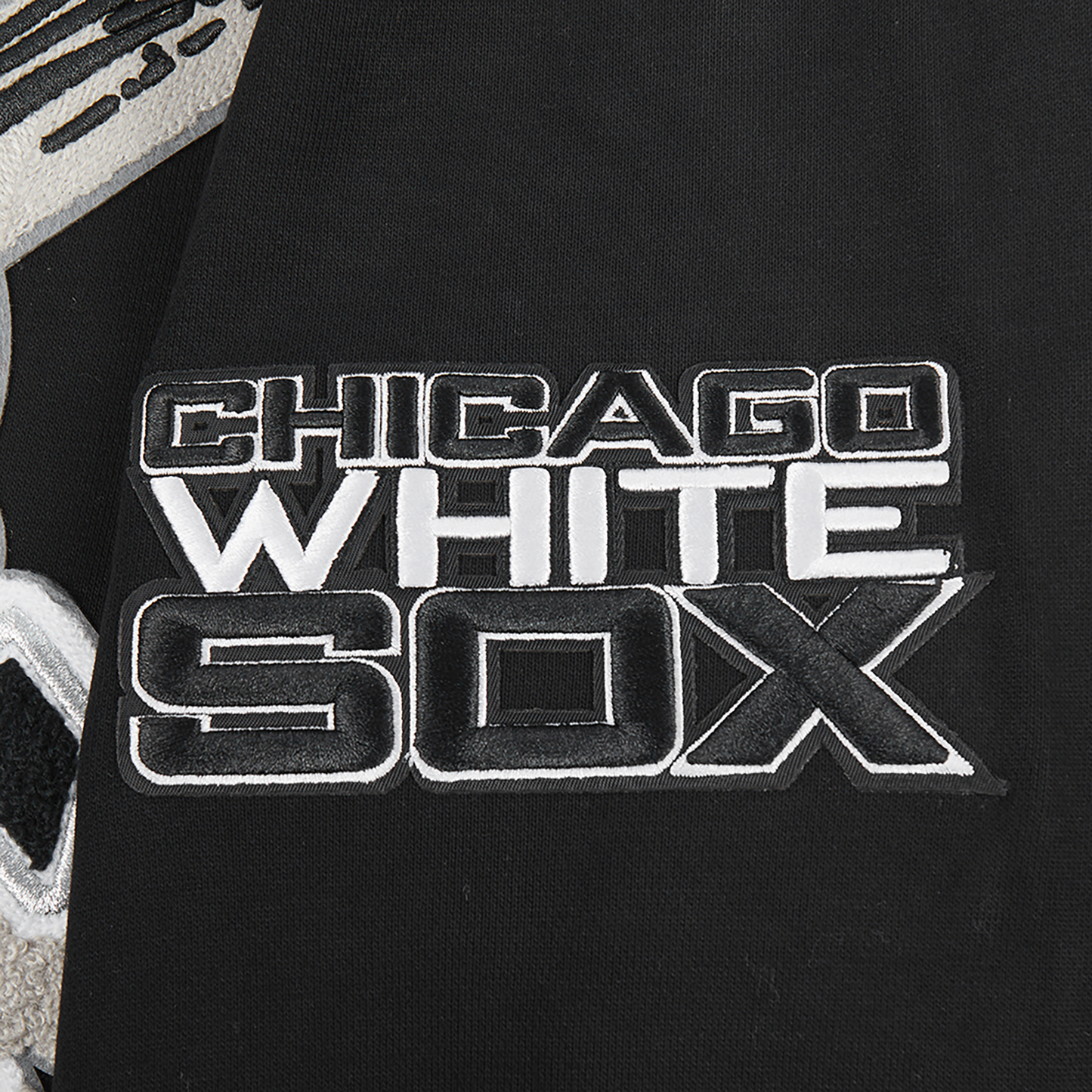 Pro Standard WHITE SOX MASH UP RIB FLC PO HOODIE - Men's - Black/Gray