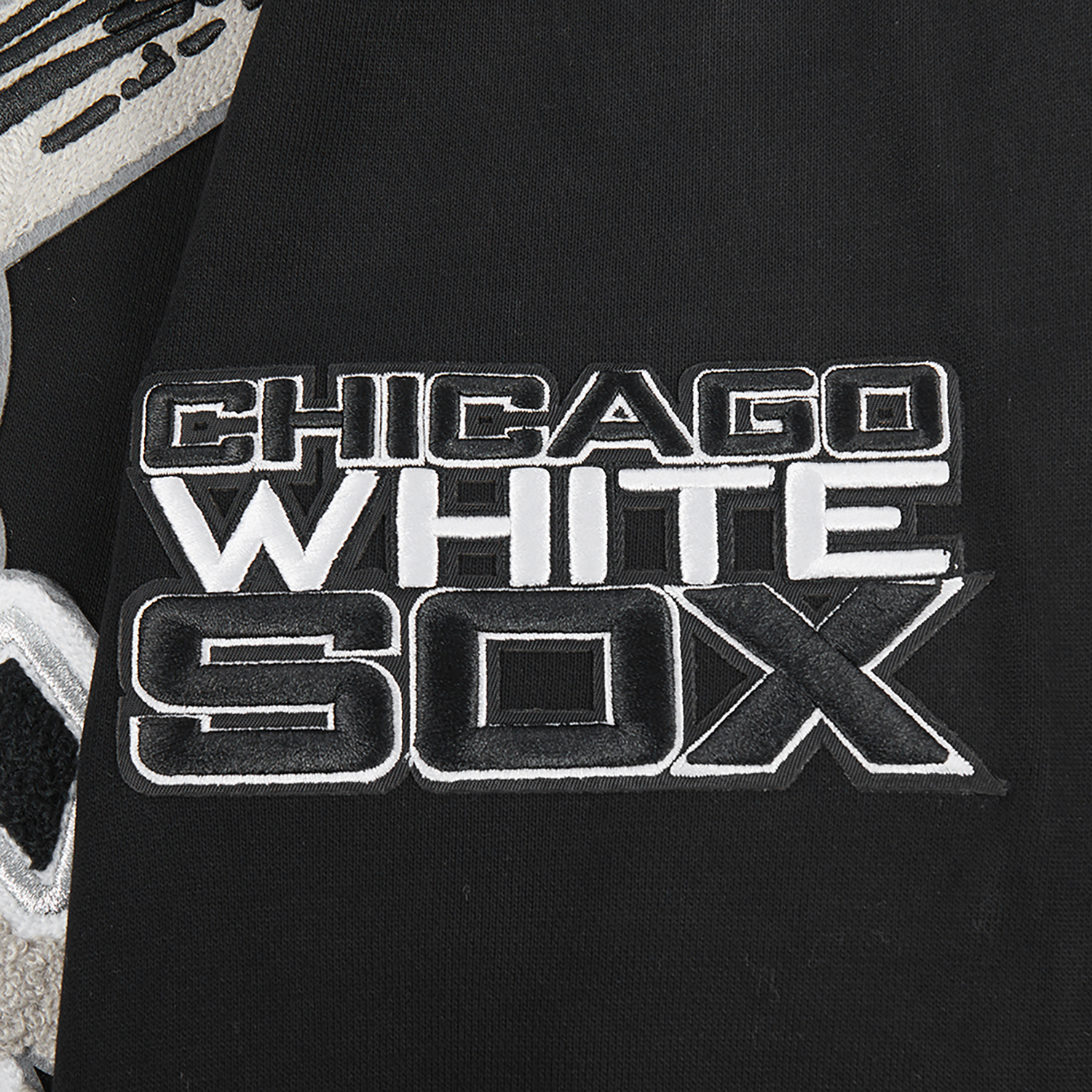 Pro Standard WHITE SOX MASH UP RIB FLC PO HOODIE - Men's - Black/Gray