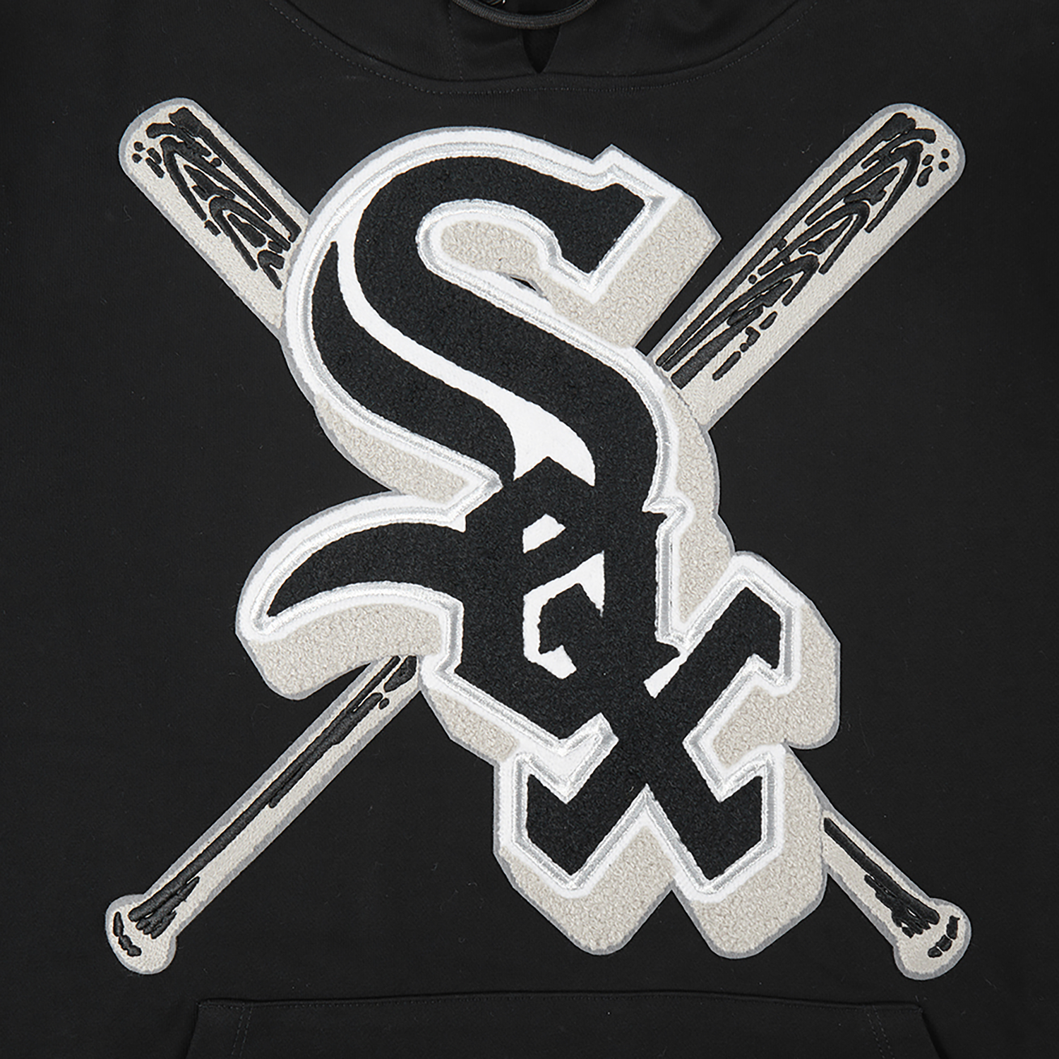 Pro Standard WHITE SOX MASH UP RIB FLC PO HOODIE - Men's - Black/Gray