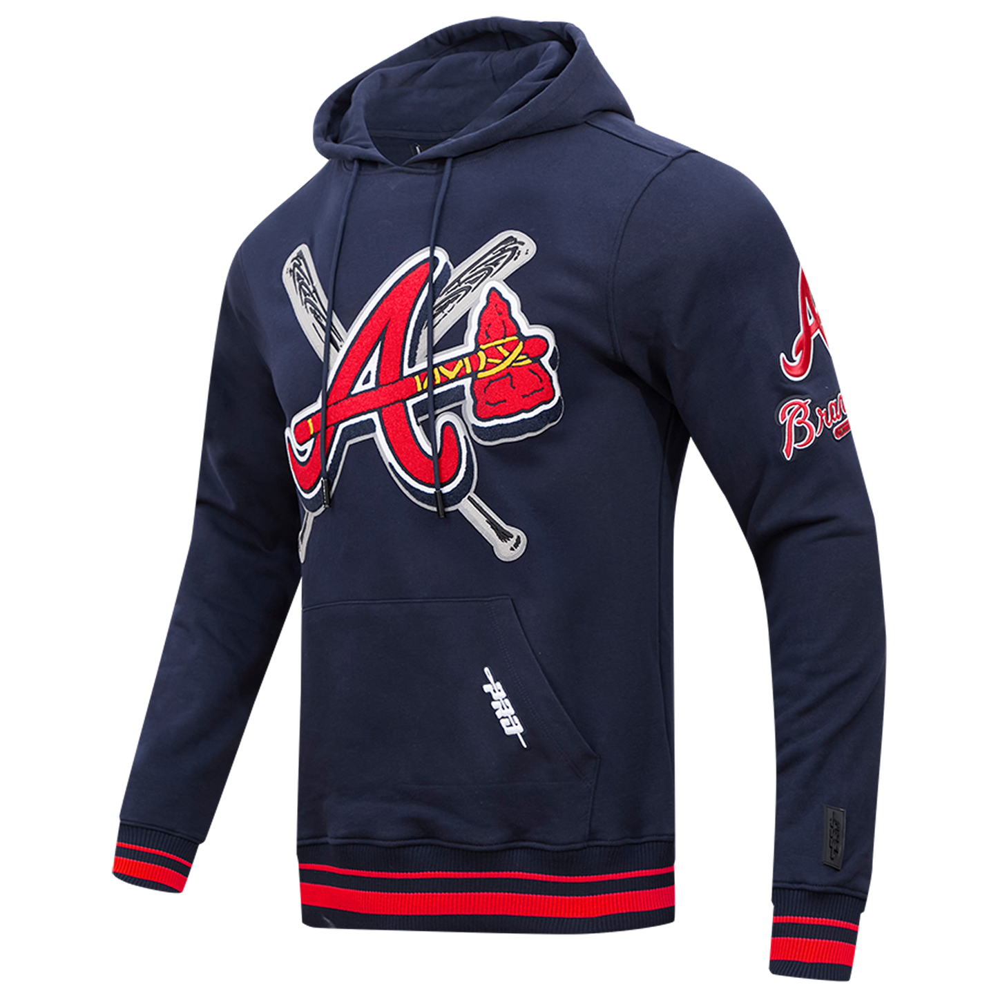 Pro Standard BRAVES MASH UP RIB FLC PO HOODIE - Men's - Midnight Navy/Red/Midnight Navy