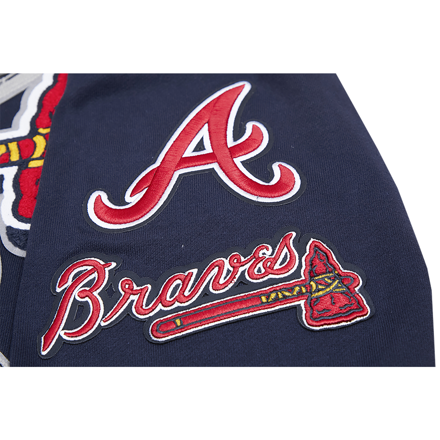 Pro Standard BRAVES MASH UP RIB FLC PO HOODIE - Men's - Midnight Navy/Red/Midnight Navy
