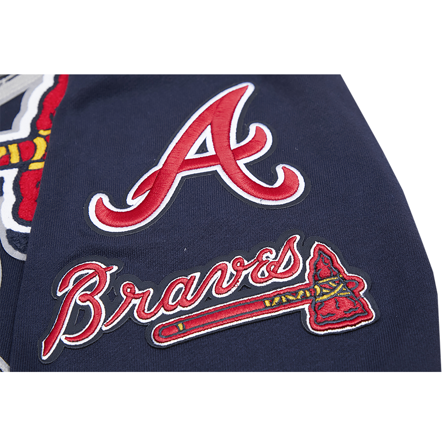 Pro Standard BRAVES MASH UP RIB FLC PO HOODIE - Men's - Midnight Navy/Red/Midnight Navy