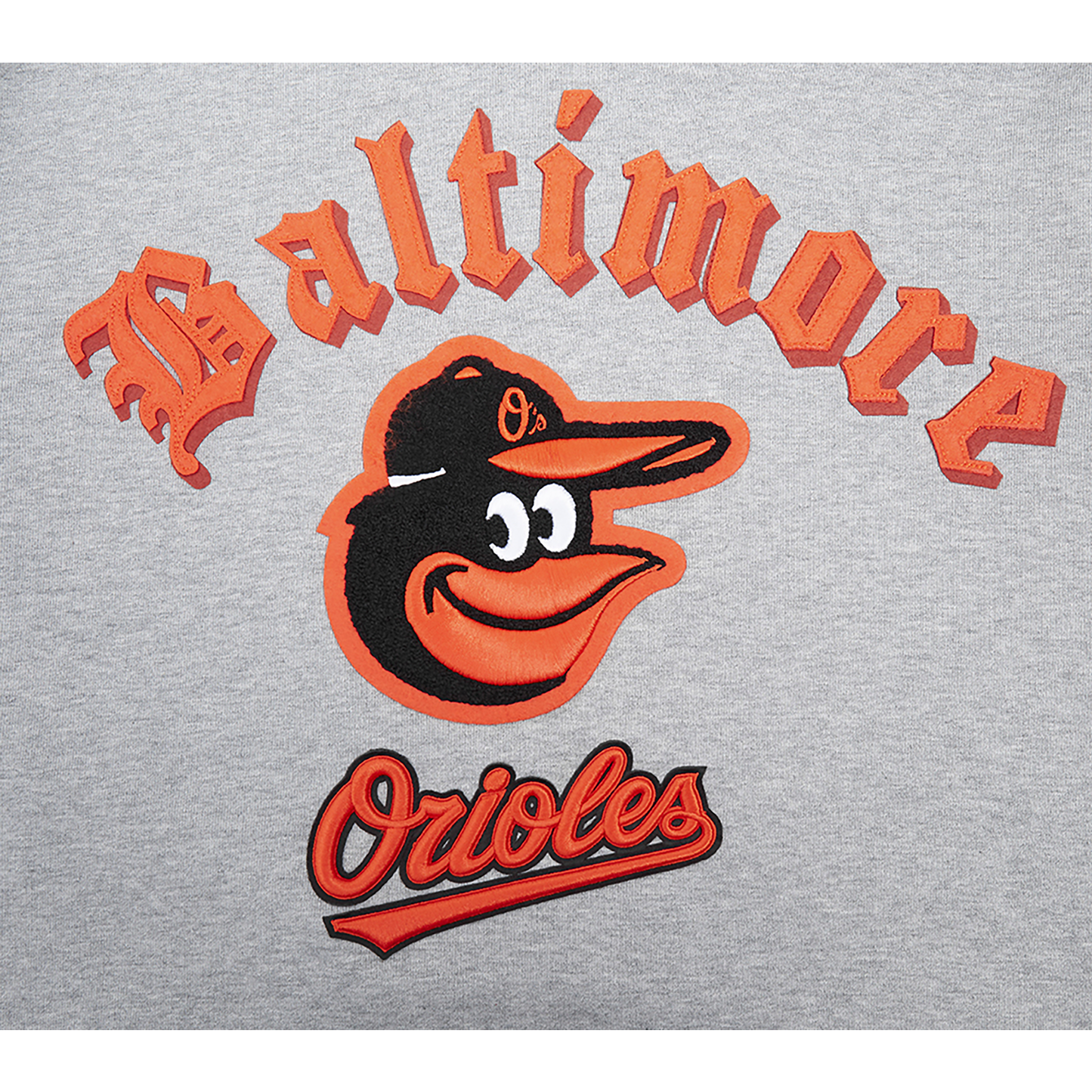 Pro Standard ORIOLES OLD ENGLISH FLC PO HOODIE - Men's - Heather Grey