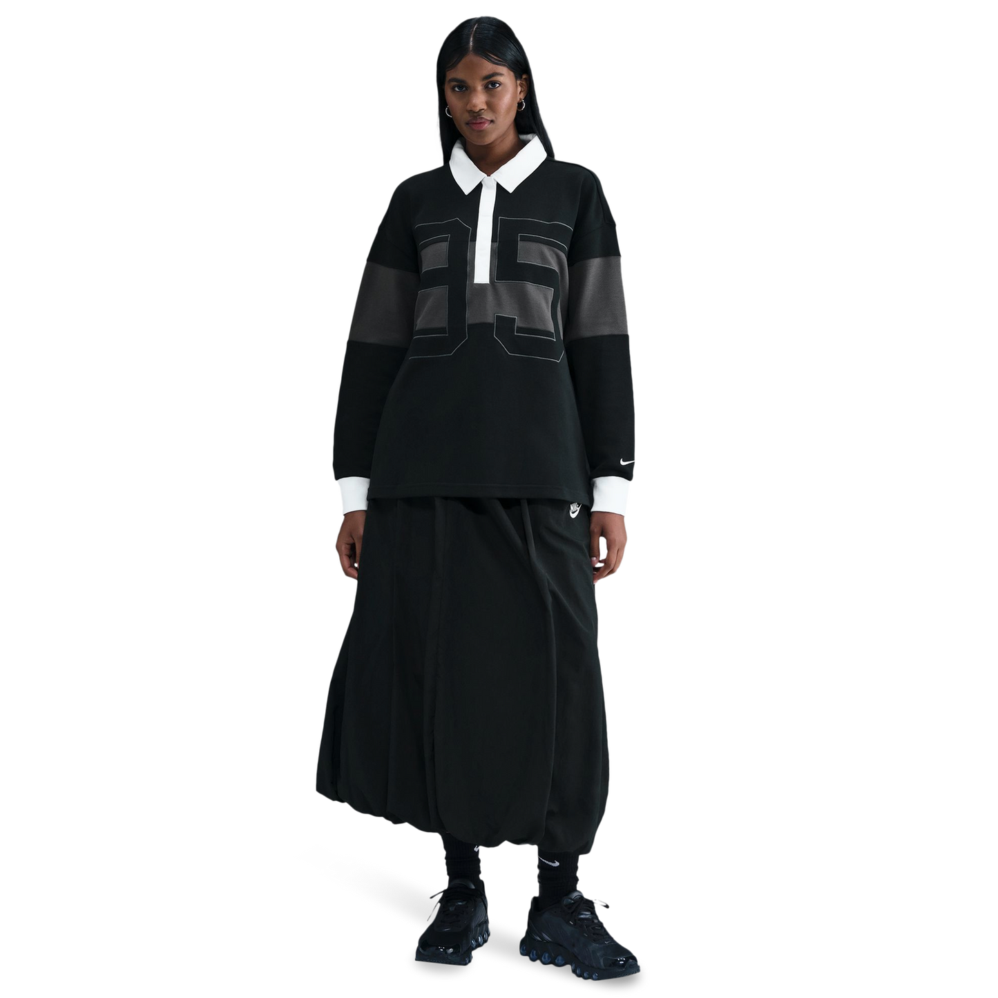 Nike NSW Street Long Sleeve GFX Polo - Women's - Black/Grey