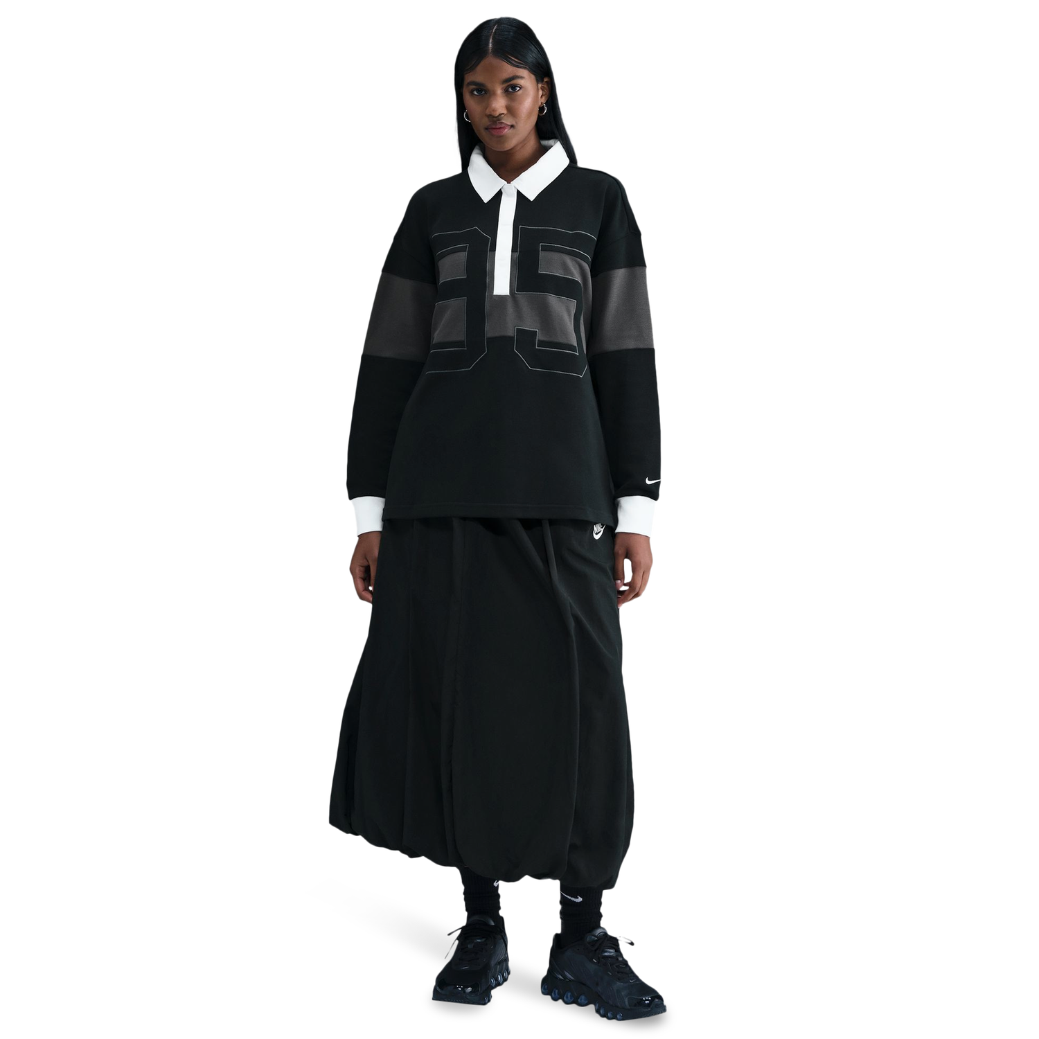 Nike NSW Street Long Sleeve GFX Polo - Women's - Black/Grey