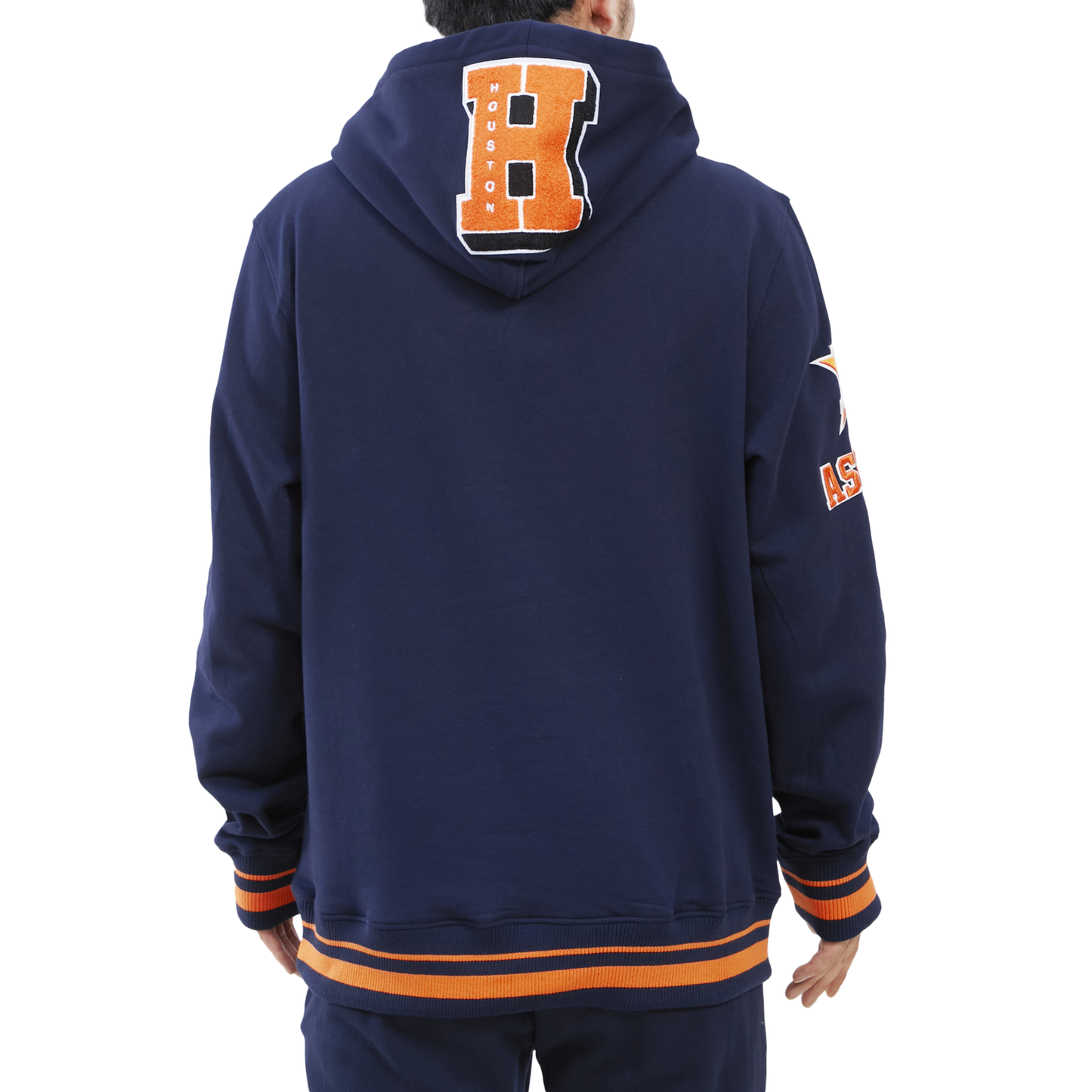 Pro Standard ASTROS MASH UP RIB FLC PO HOODIE - Men's - Midnight Navy/Midnight Navy/Orange