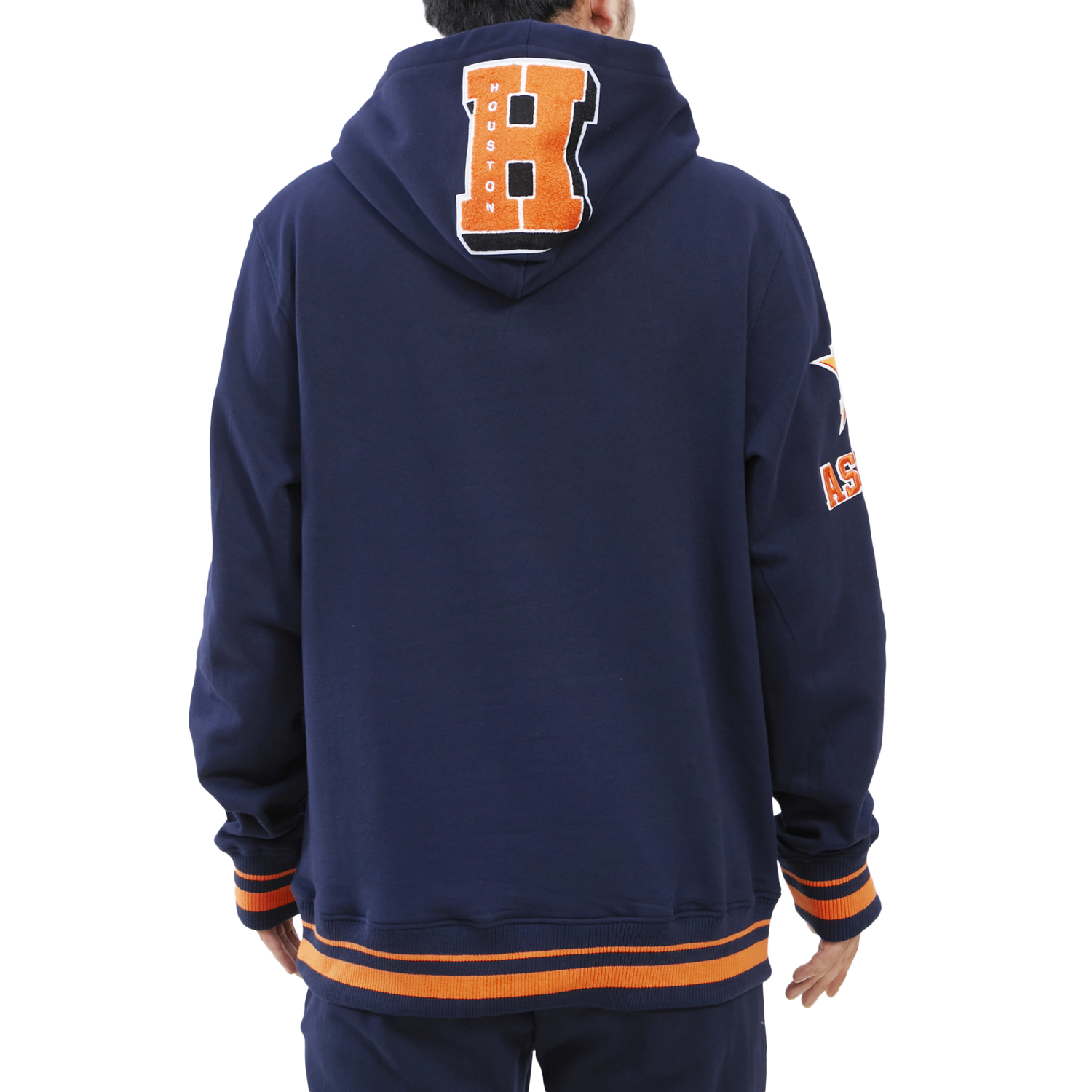 Pro Standard ASTROS MASH UP RIB FLC PO HOODIE - Men's - Midnight Navy/Midnight Navy/Orange