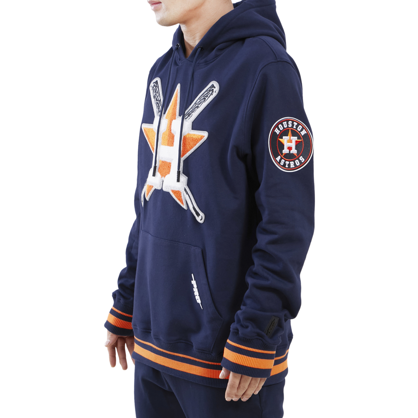 Pro Standard ASTROS MASH UP RIB FLC PO HOODIE - Men's - Midnight Navy/Midnight Navy/Orange