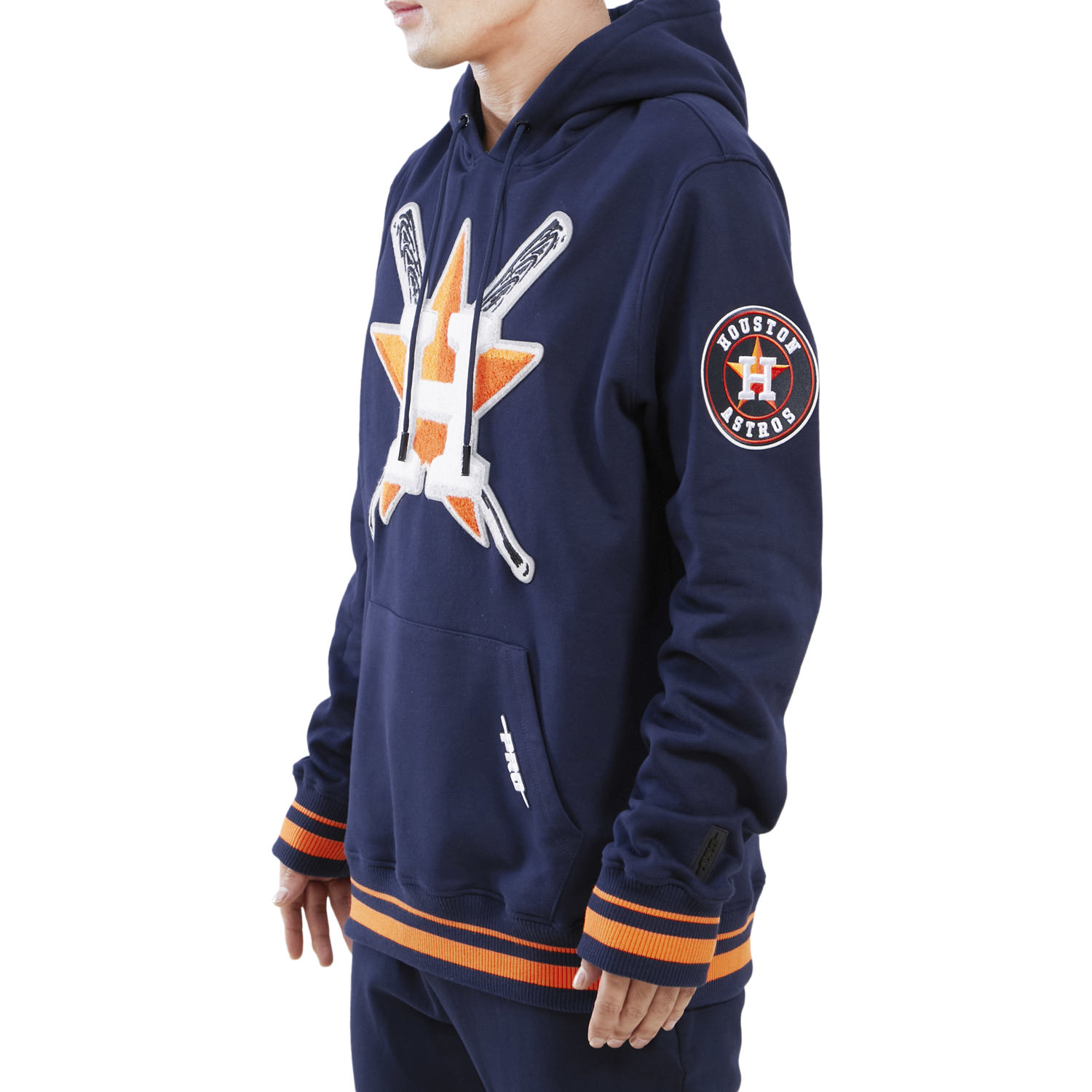 Pro Standard ASTROS MASH UP RIB FLC PO HOODIE - Men's - Midnight Navy/Midnight Navy/Orange