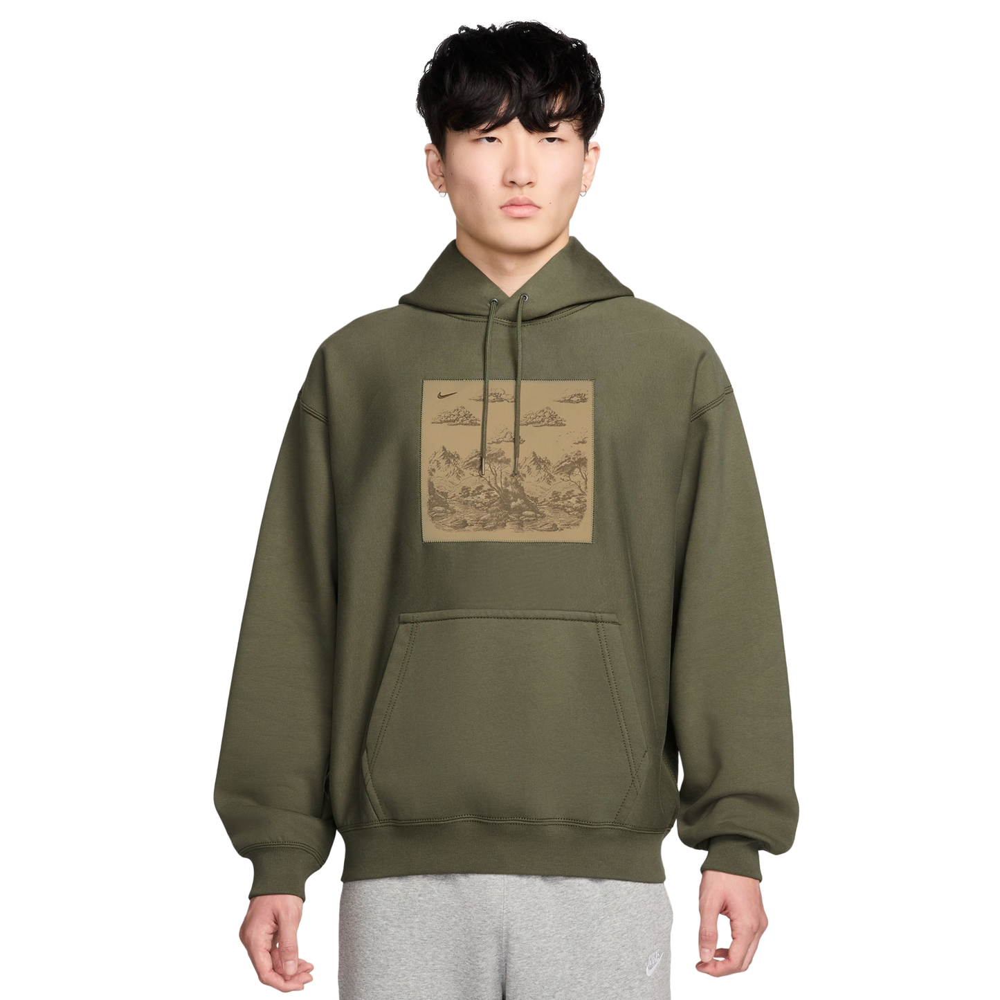 Nike NL Solo Swoosh Pullover Hood Gfx - Men's - Tan/Olive