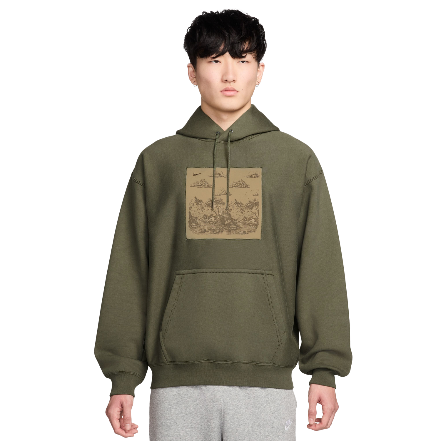 Nike NL Solo Swoosh Pullover Hood Gfx - Men's - Tan/Olive