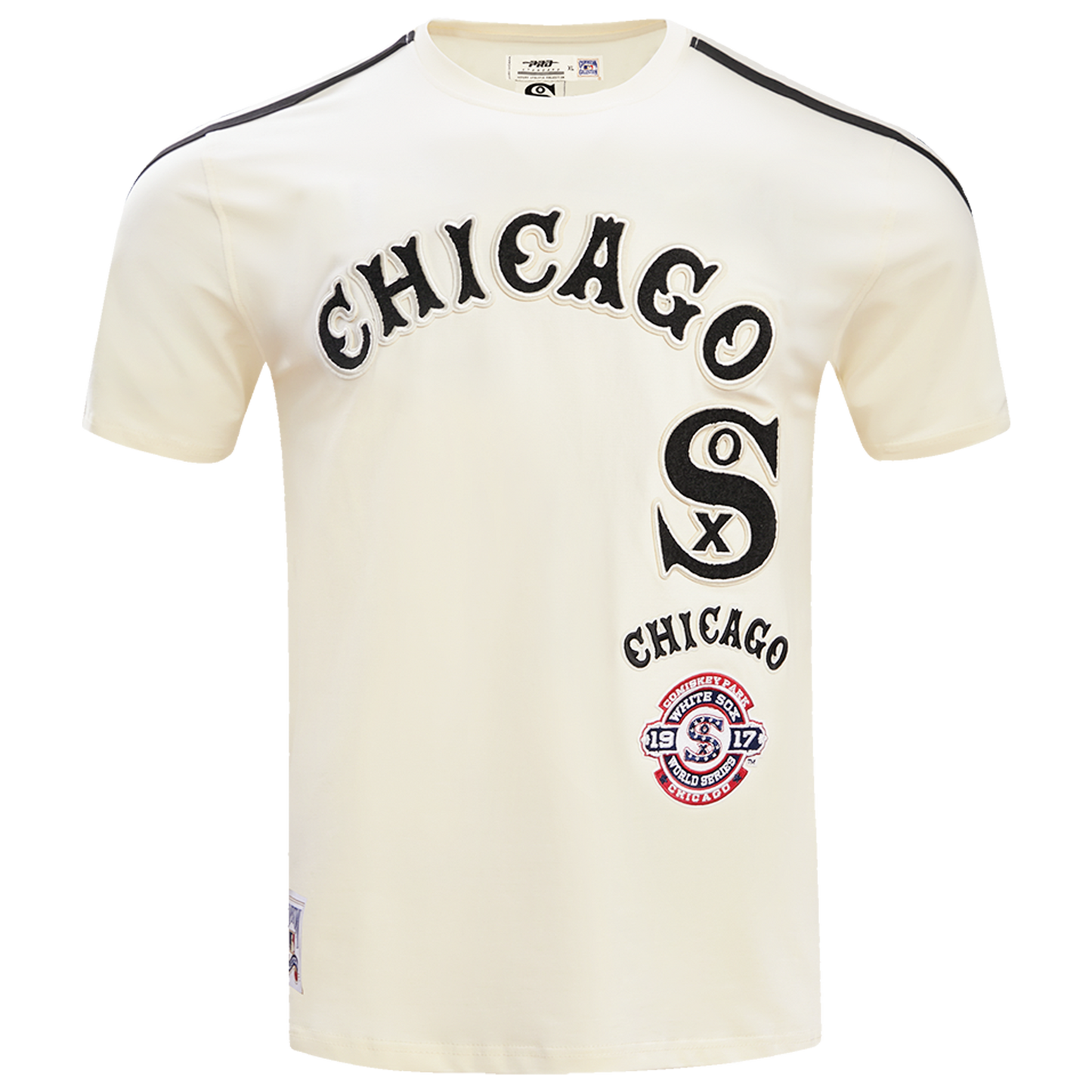 Pro Standard WHITE SOX RETRO CLASSIC SJ STRIPED TEE - Men's - Eggshell/Black