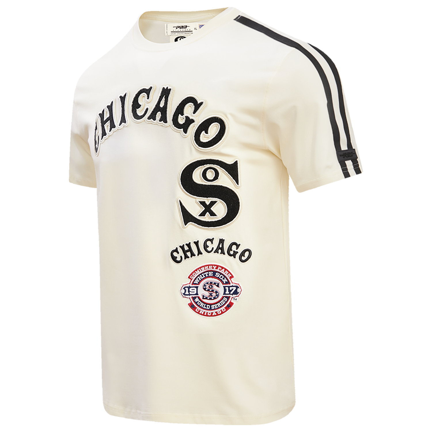 Pro Standard WHITE SOX RETRO CLASSIC SJ STRIPED TEE - Men's - Eggshell/Black