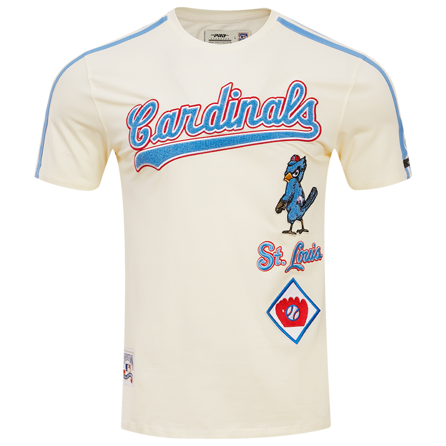 Pro Standard CARDINALS RETRO CLASSIC SJ STRIPED TEE - Men's - Eggshell/University Blue