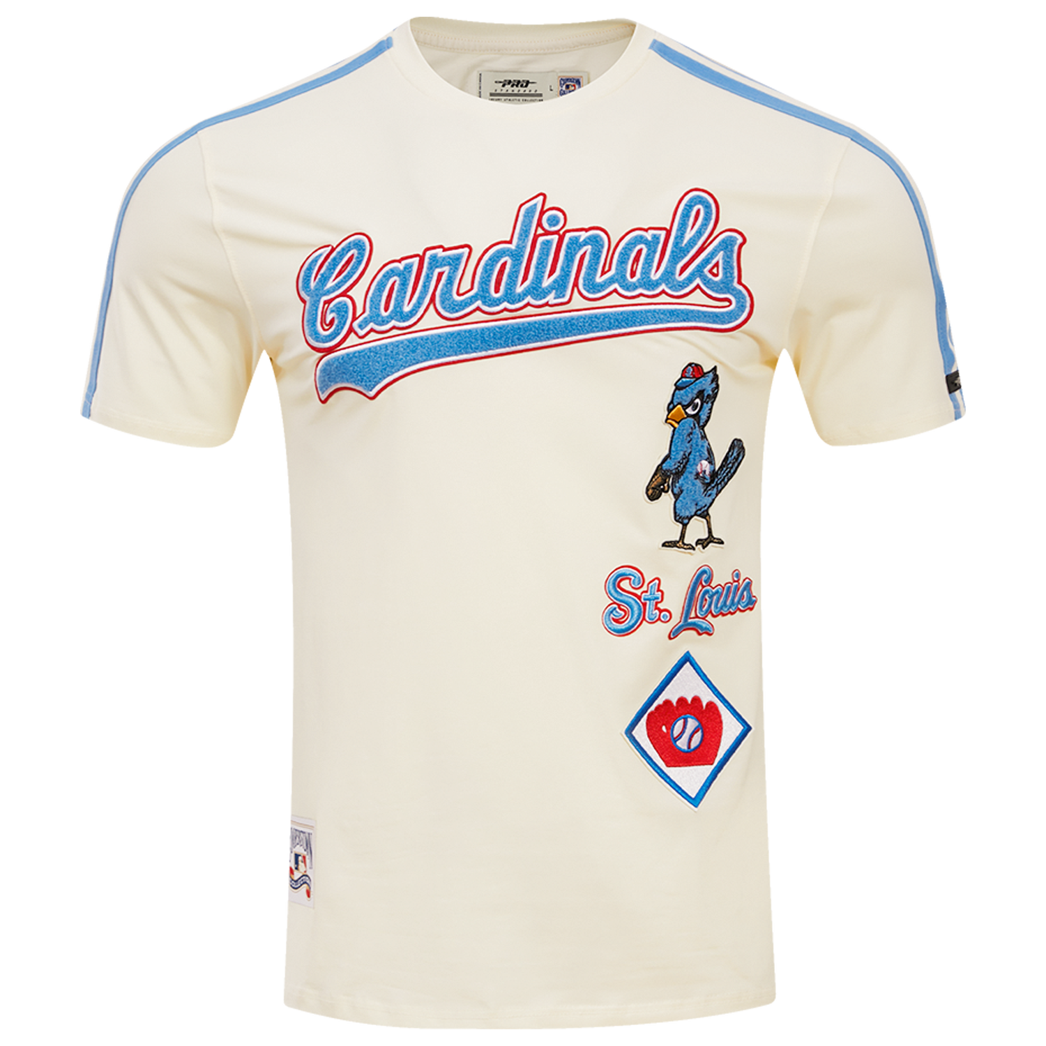 Pro Standard CARDINALS RETRO CLASSIC SJ STRIPED TEE - Men's - Eggshell/University Blue