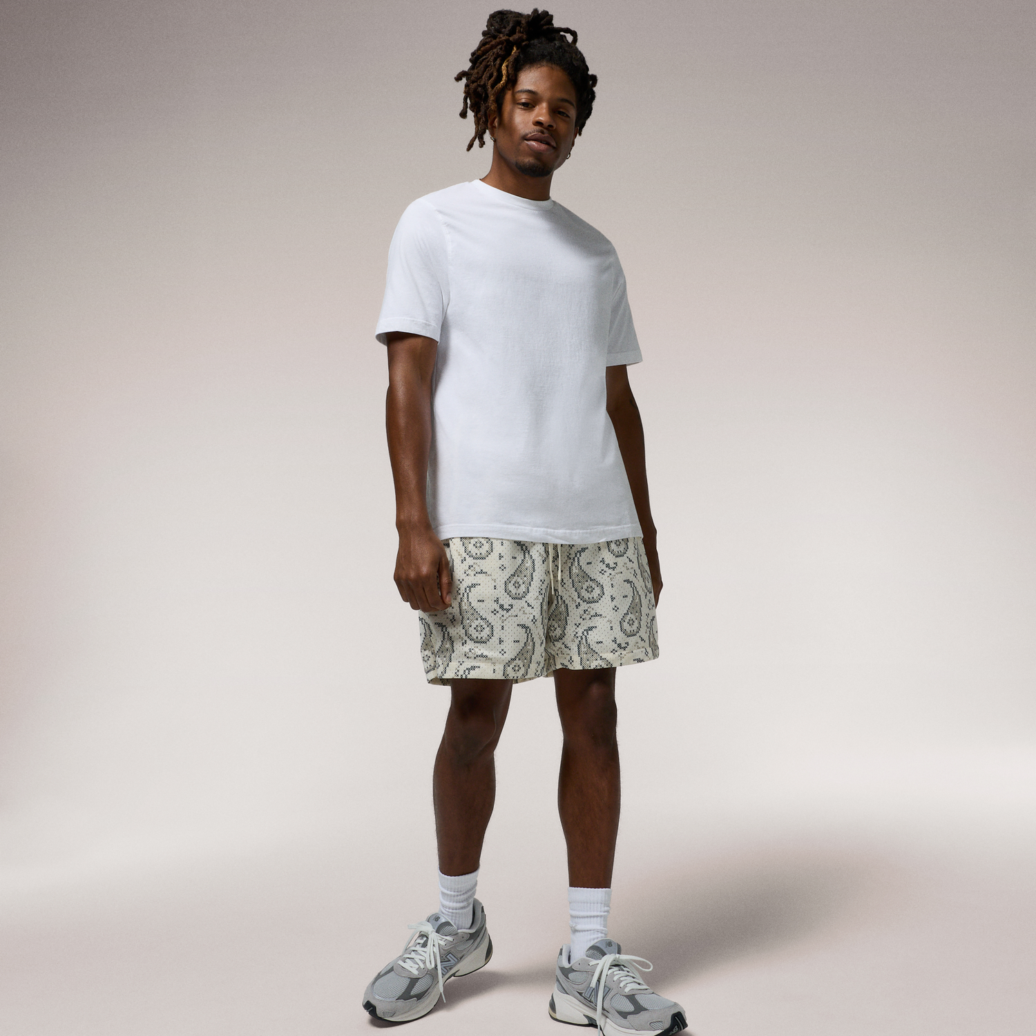 LCKR Brentwood Mesh Shorts - Men's - Egret/Crosshatch Paisley