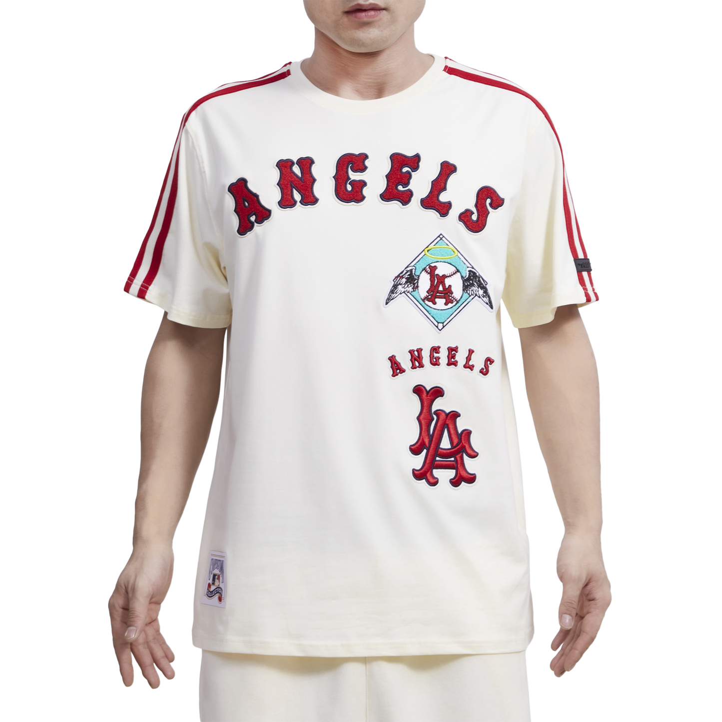 Pro Standard ANGELS RETRO CLASSIC SJ STRIPED TEE - Men's - Eggshell/Red