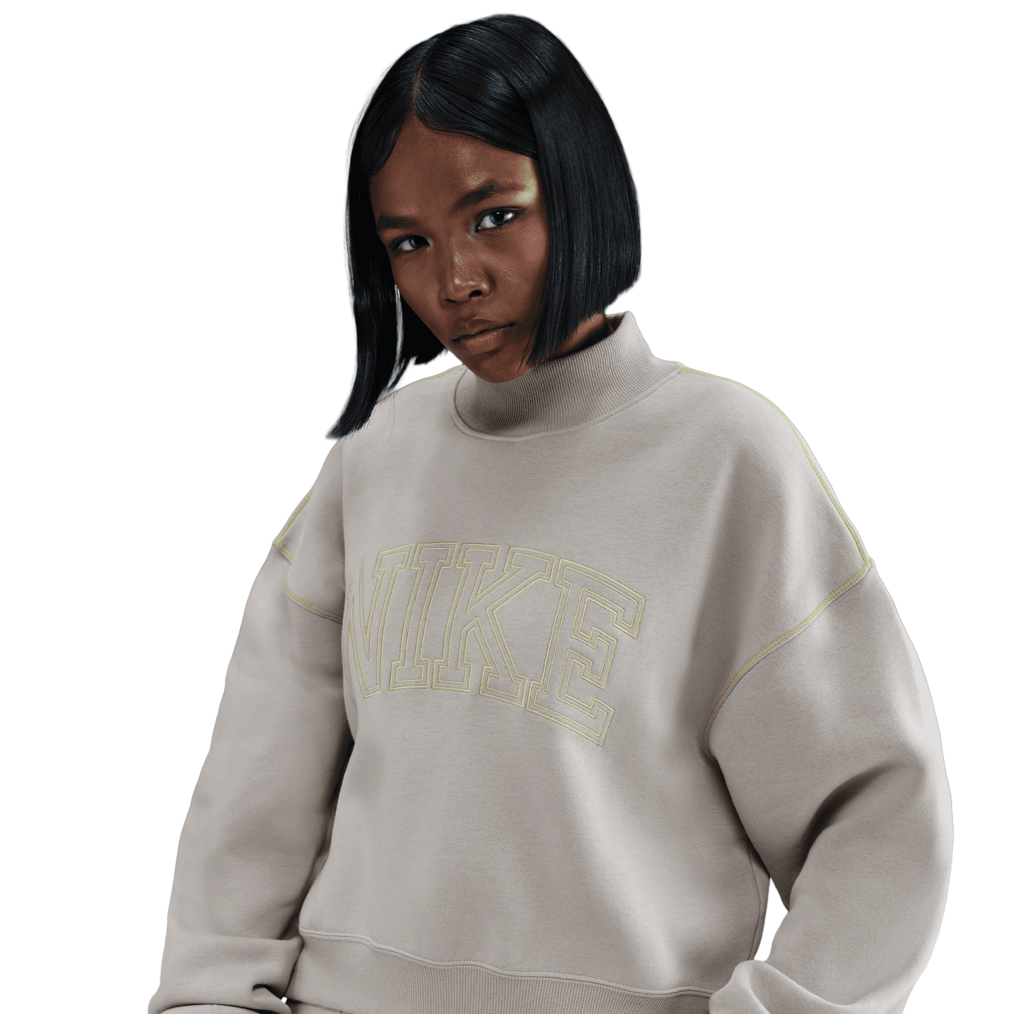 Nike NSW Phoenix Fleece Mock Neck - Women's - Grey/Volt