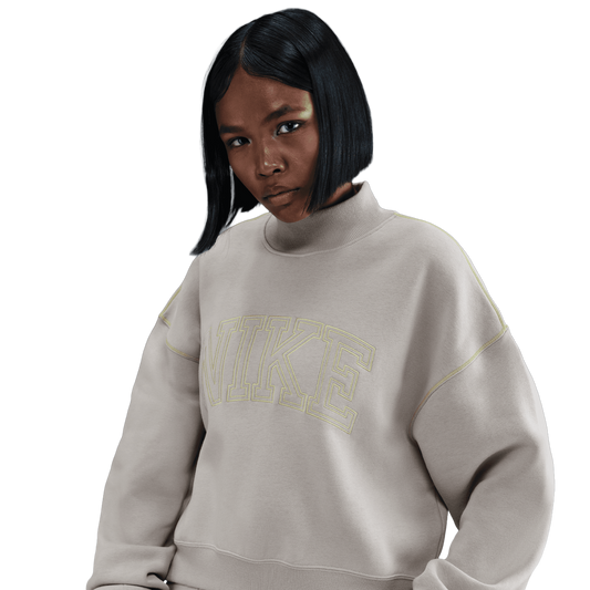 Nike NSW Phoenix Fleece Mock Neck - Women's - Grey/Volt