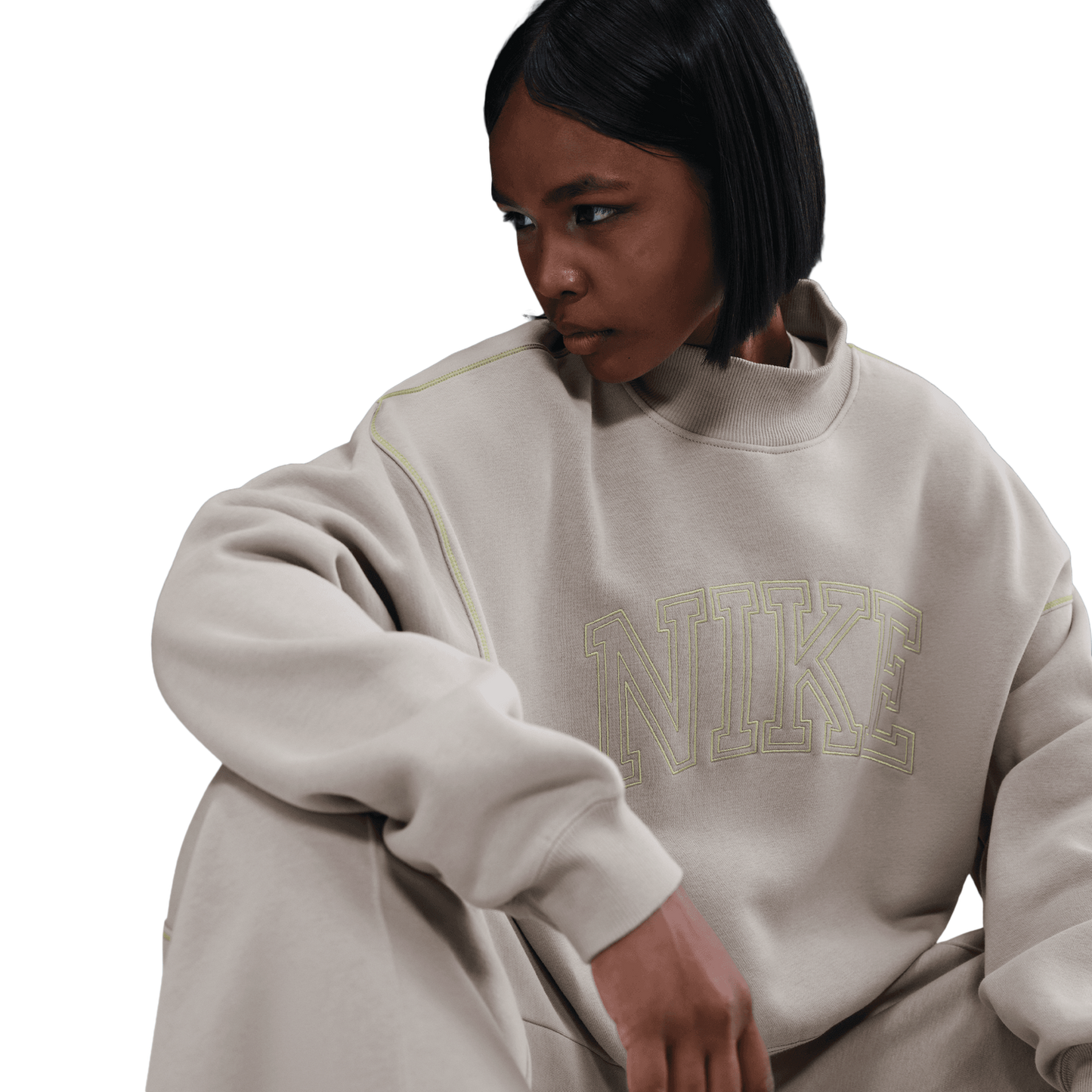 Nike NSW Phoenix Fleece Mock Neck - Women's - Grey/Volt