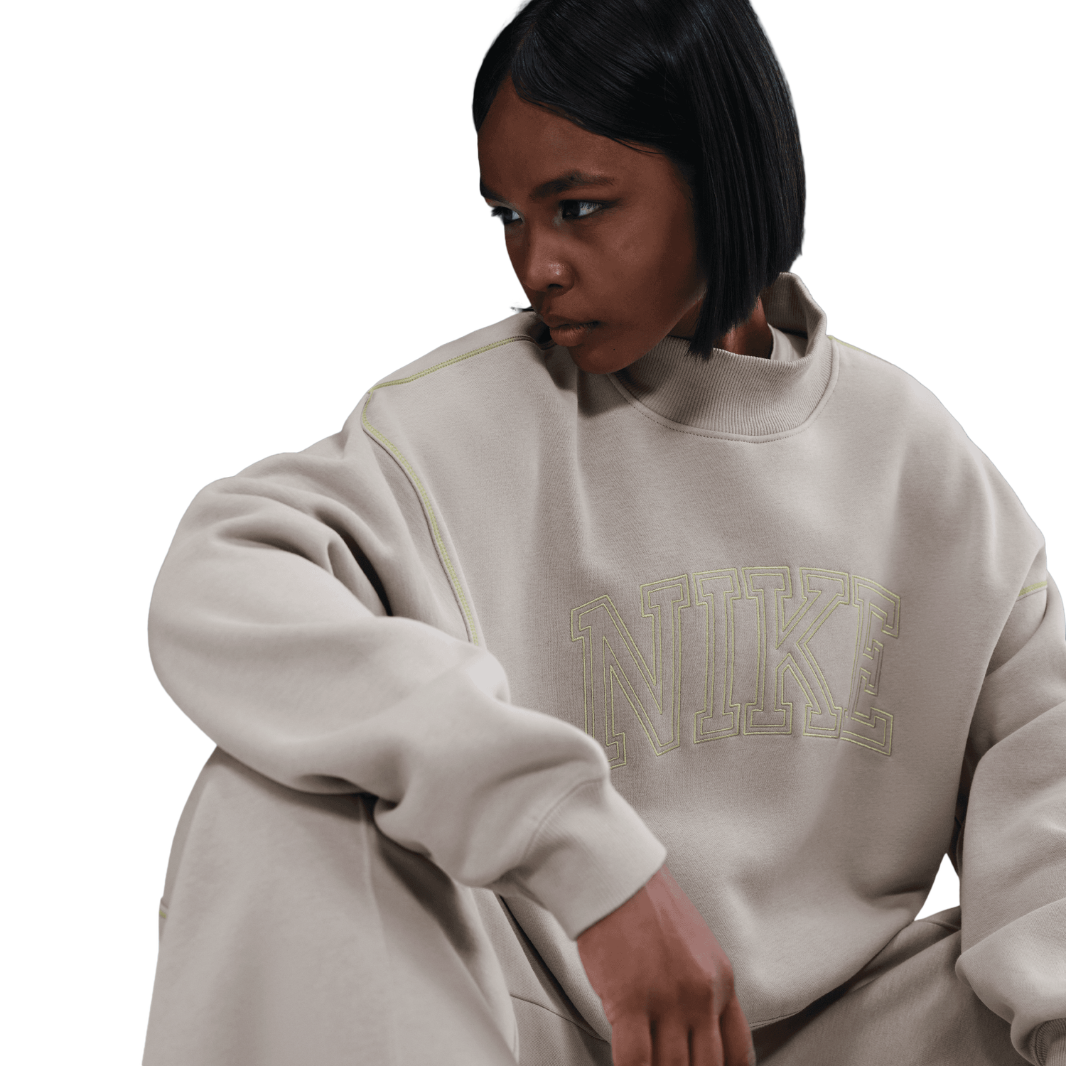 Nike NSW Phoenix Fleece Mock Neck - Women's - Grey/Volt