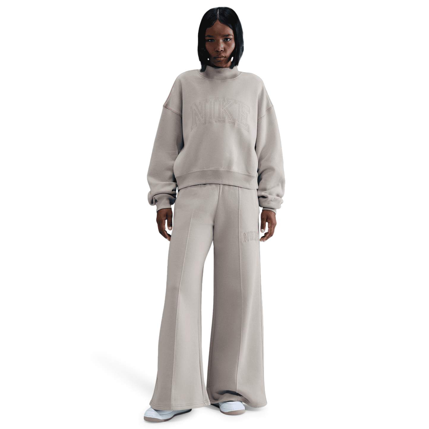 Nike NSW Phoenix Fleece Mock Neck - Women's - Grey/Volt
