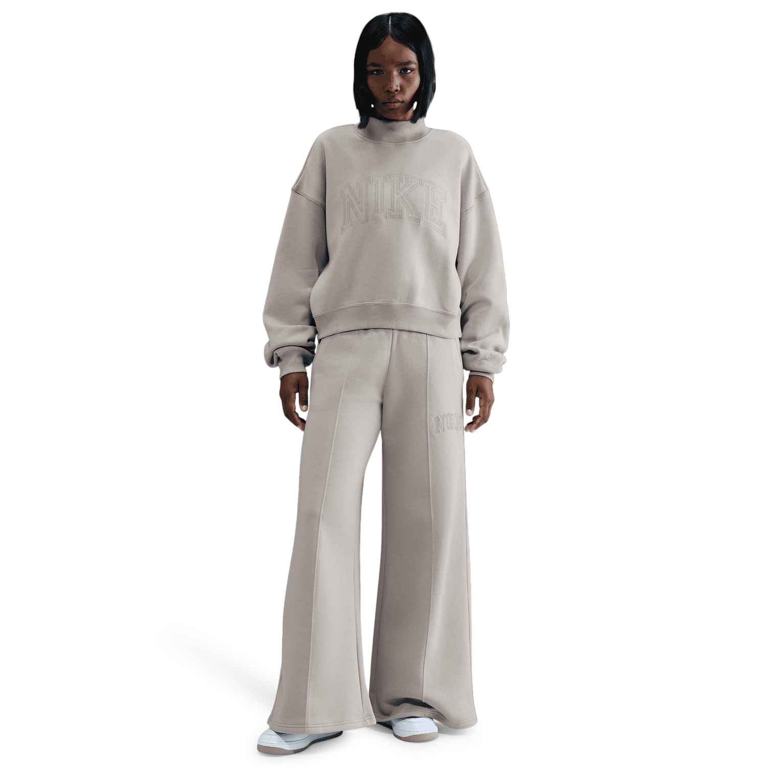 Nike NSW Phoenix Fleece Mock Neck - Women's - Grey/Volt