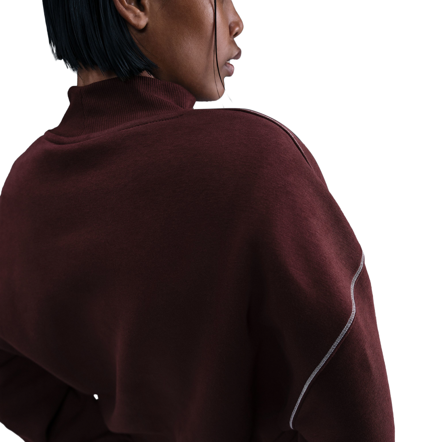 Nike NSW Phoenix Fleece Mock Neck - Women's - Maroon/Maroon