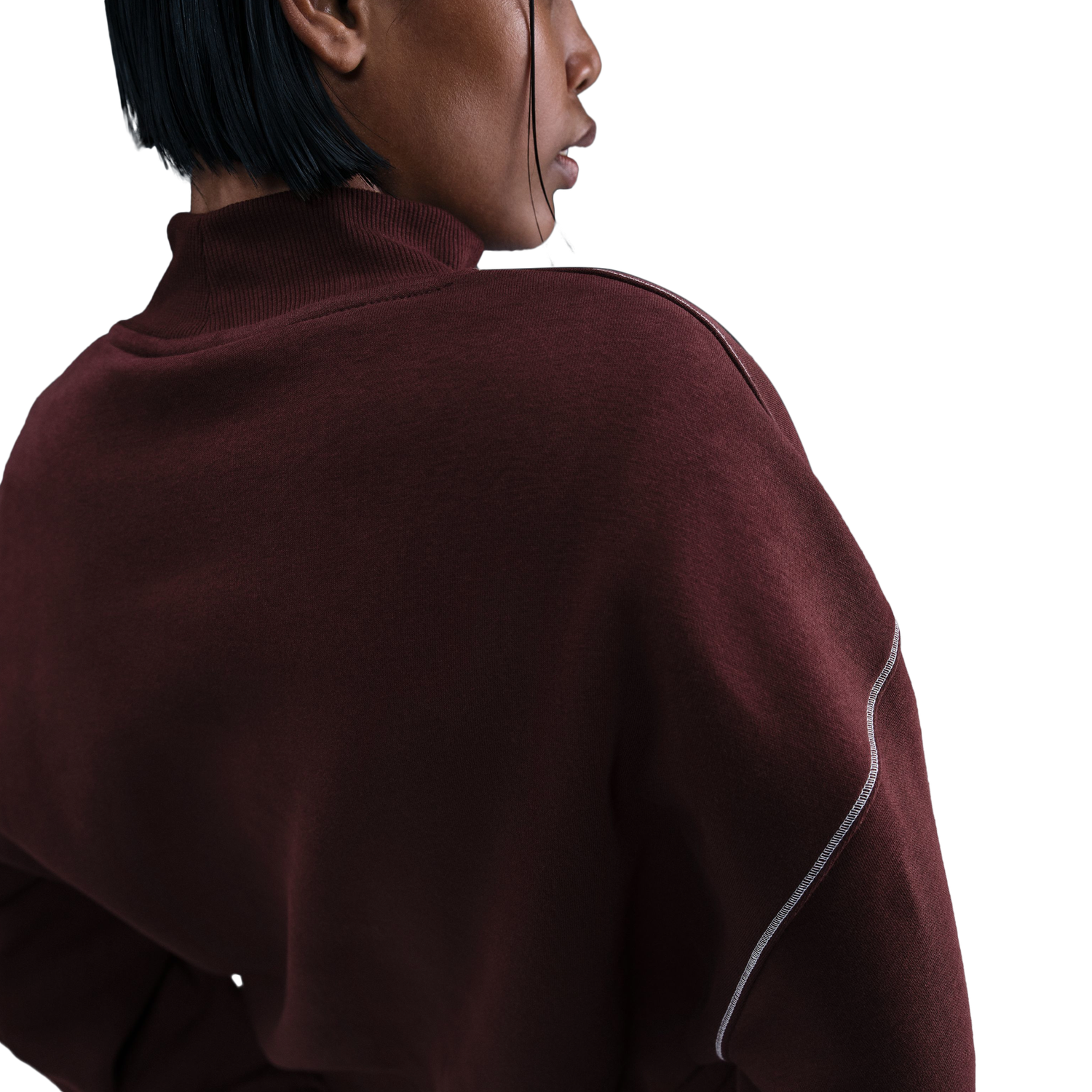 Nike NSW Phoenix Fleece Mock Neck - Women's - Maroon/Maroon