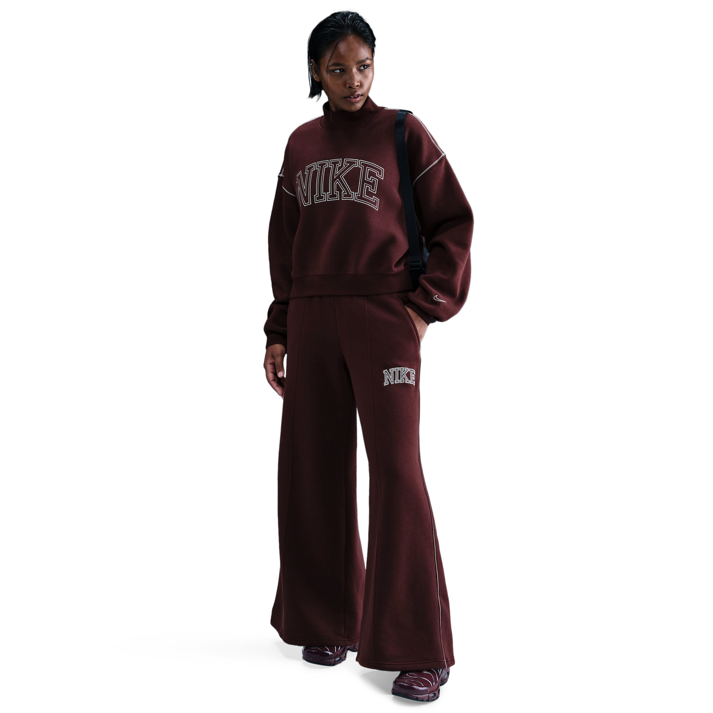 Nike NSW Phoenix Fleece Mock Neck - Women's - Maroon/Maroon