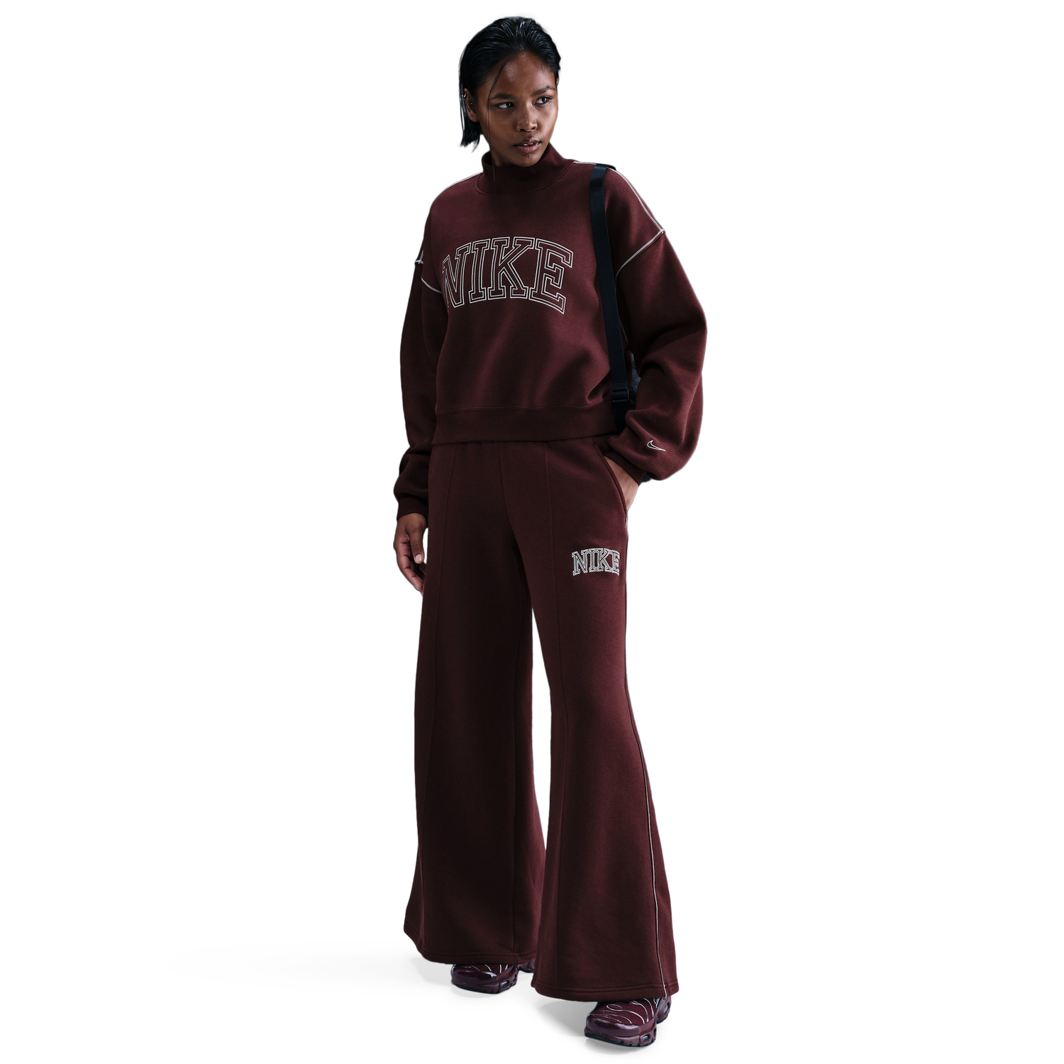 Nike NSW Phoenix Fleece Mock Neck - Women's - Maroon/Maroon