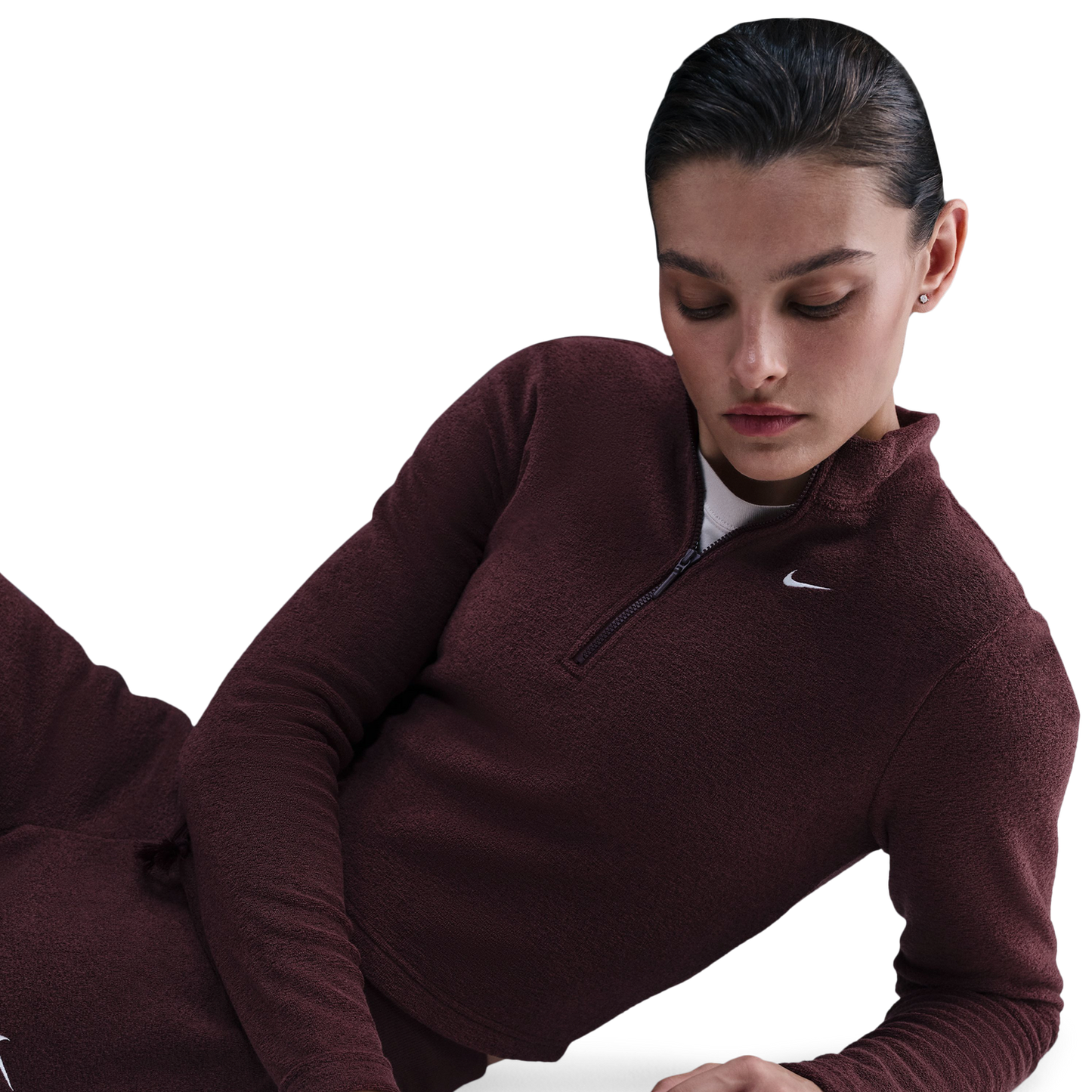 Nike NSW Phoenix Plush Long Sleeve T-Shirt - Women's - Maroon/Maroon