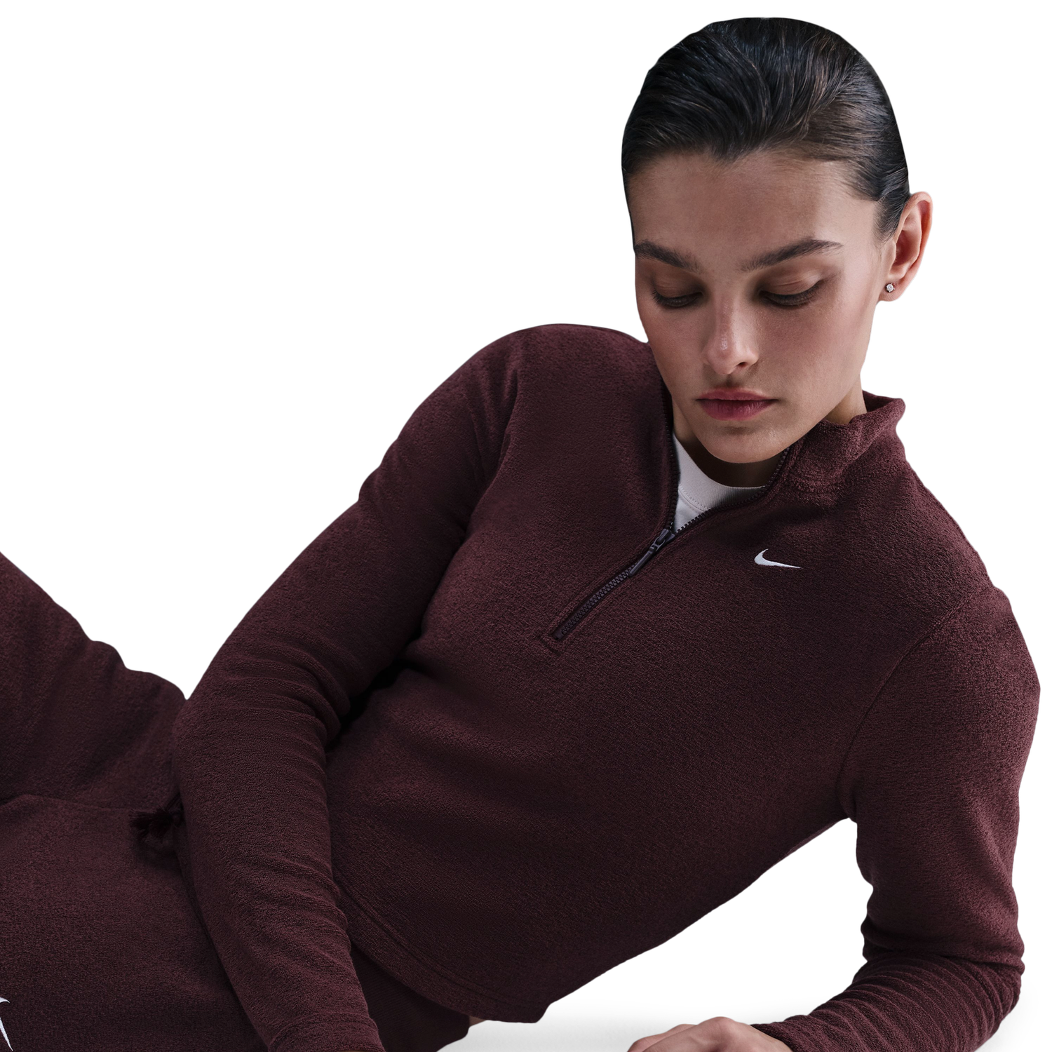 Nike NSW Phoenix Plush Long Sleeve T-Shirt - Women's - Maroon/Maroon