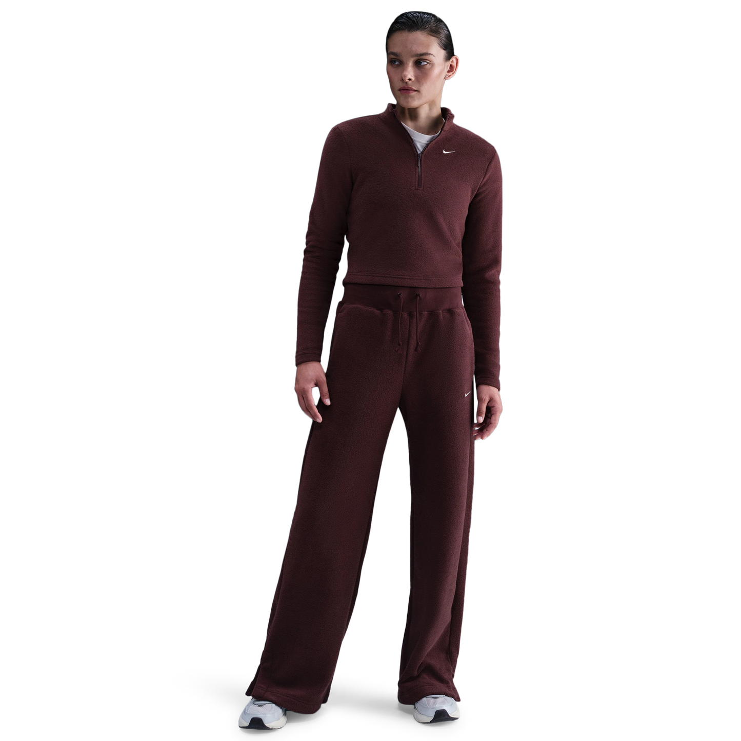 Nike NSW Phoenix Plush Long Sleeve T-Shirt - Women's - Maroon/Maroon