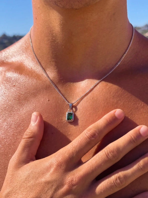 GREEN GEMSTONE CHAIN | Silver