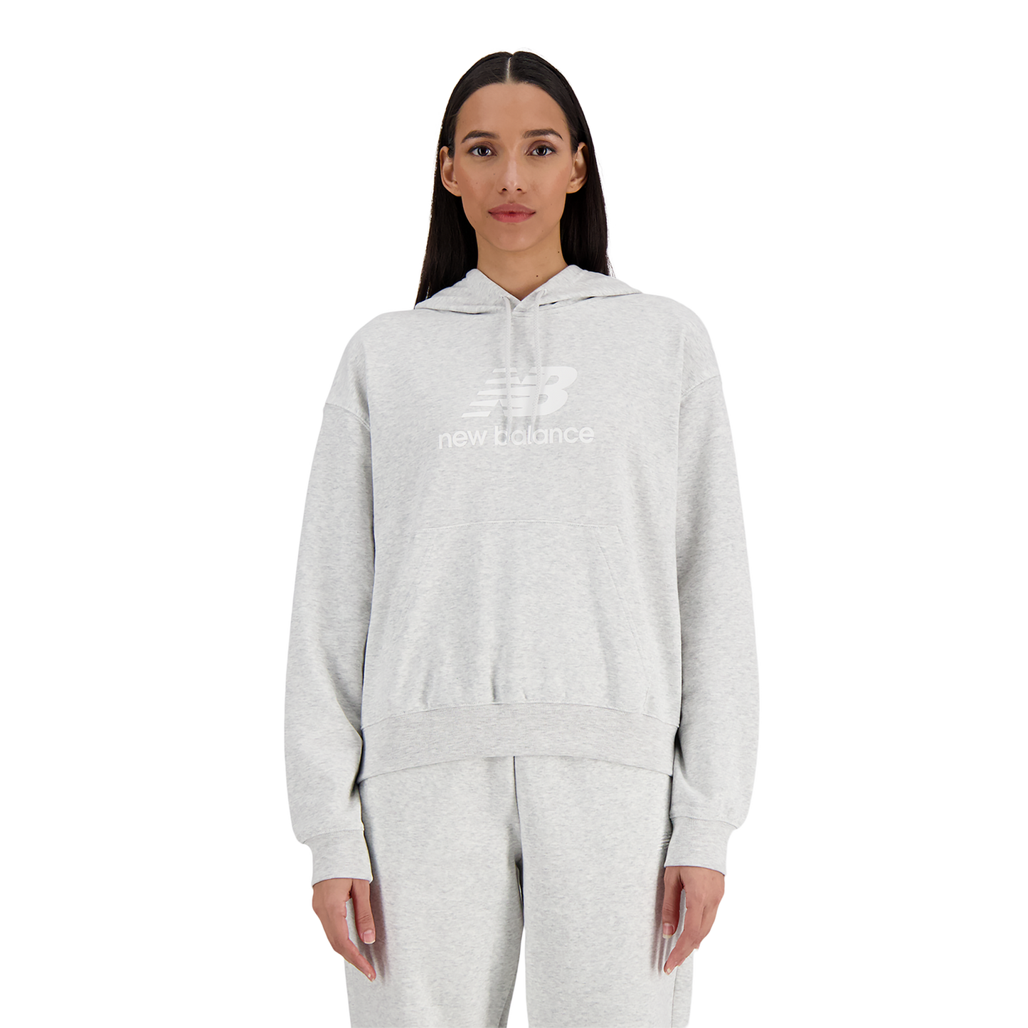 New Balance Sport Essentials Fleece Logo Hoodie - Women's - Ash Heather