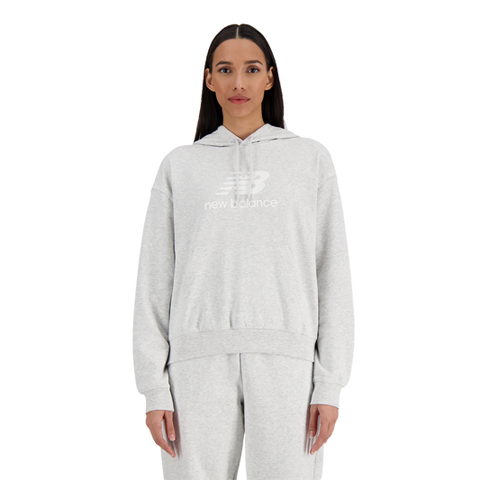 New Balance Sport Essentials Fleece Logo Hoodie - Women's - Ash Heather