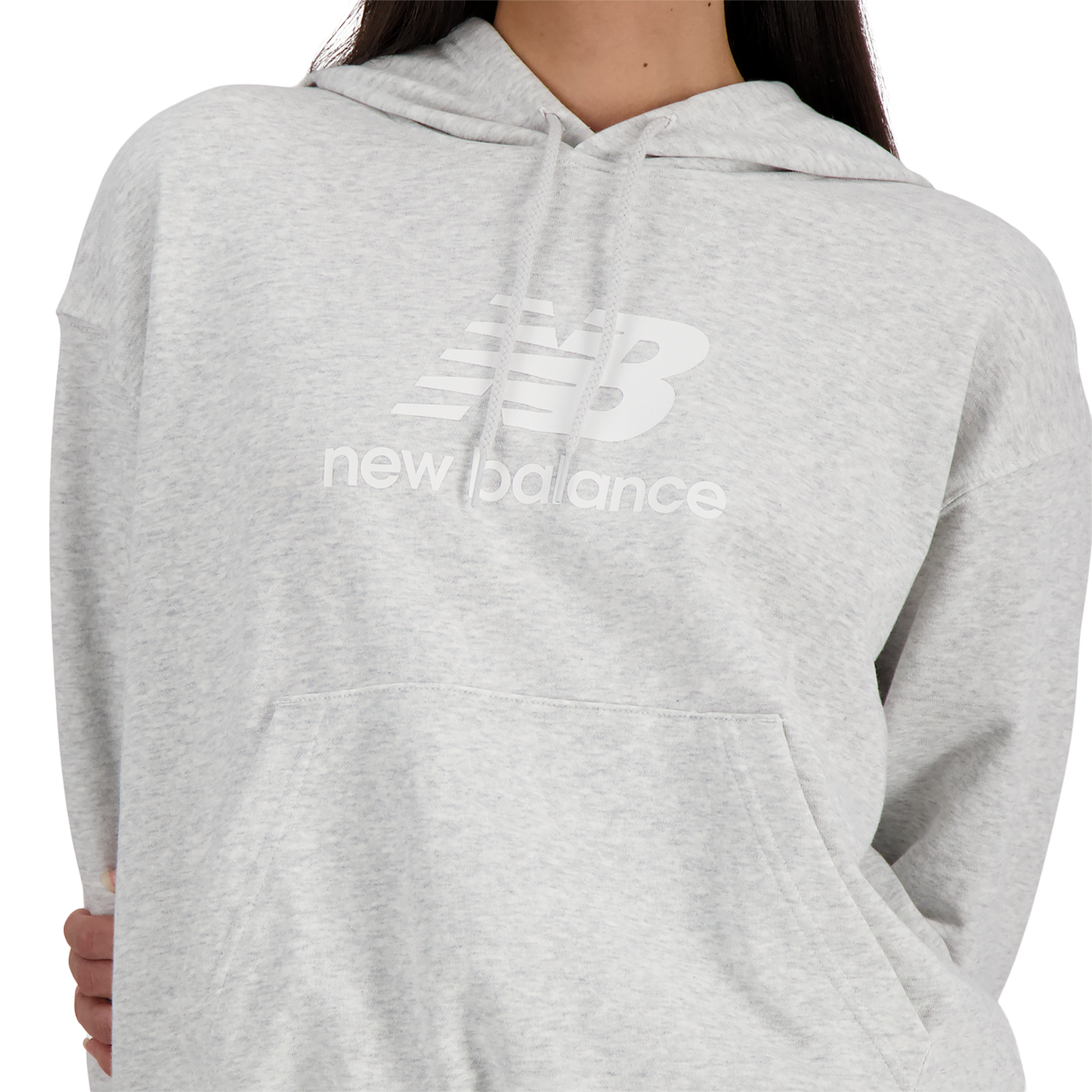 New Balance Sport Essentials Fleece Logo Hoodie - Women's - Ash Heather