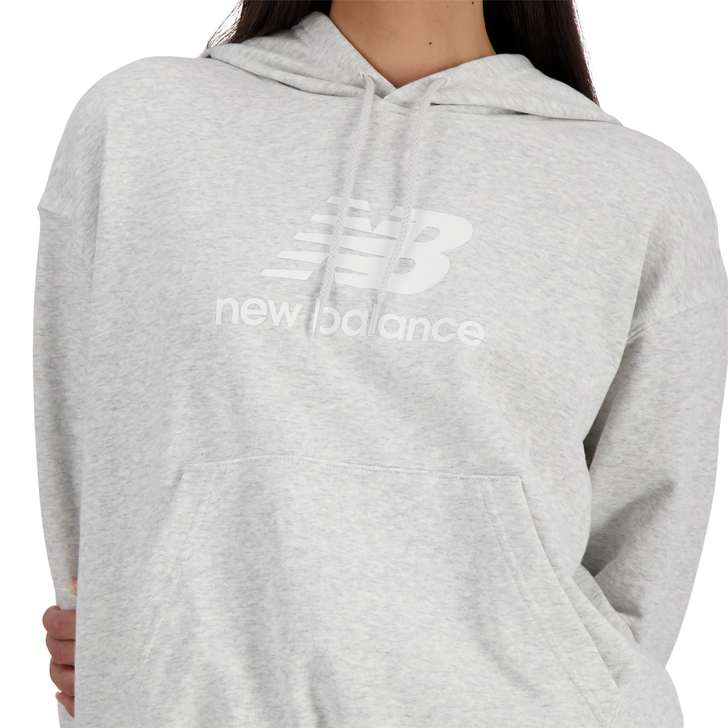 New Balance Sport Essentials Fleece Logo Hoodie - Women's - Ash Heather