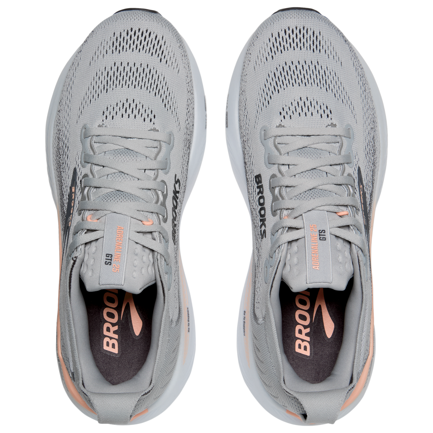 Brooks Adrenaline GTS 25 Wide - Women's - Grey/Blackened Pearl/Coral
