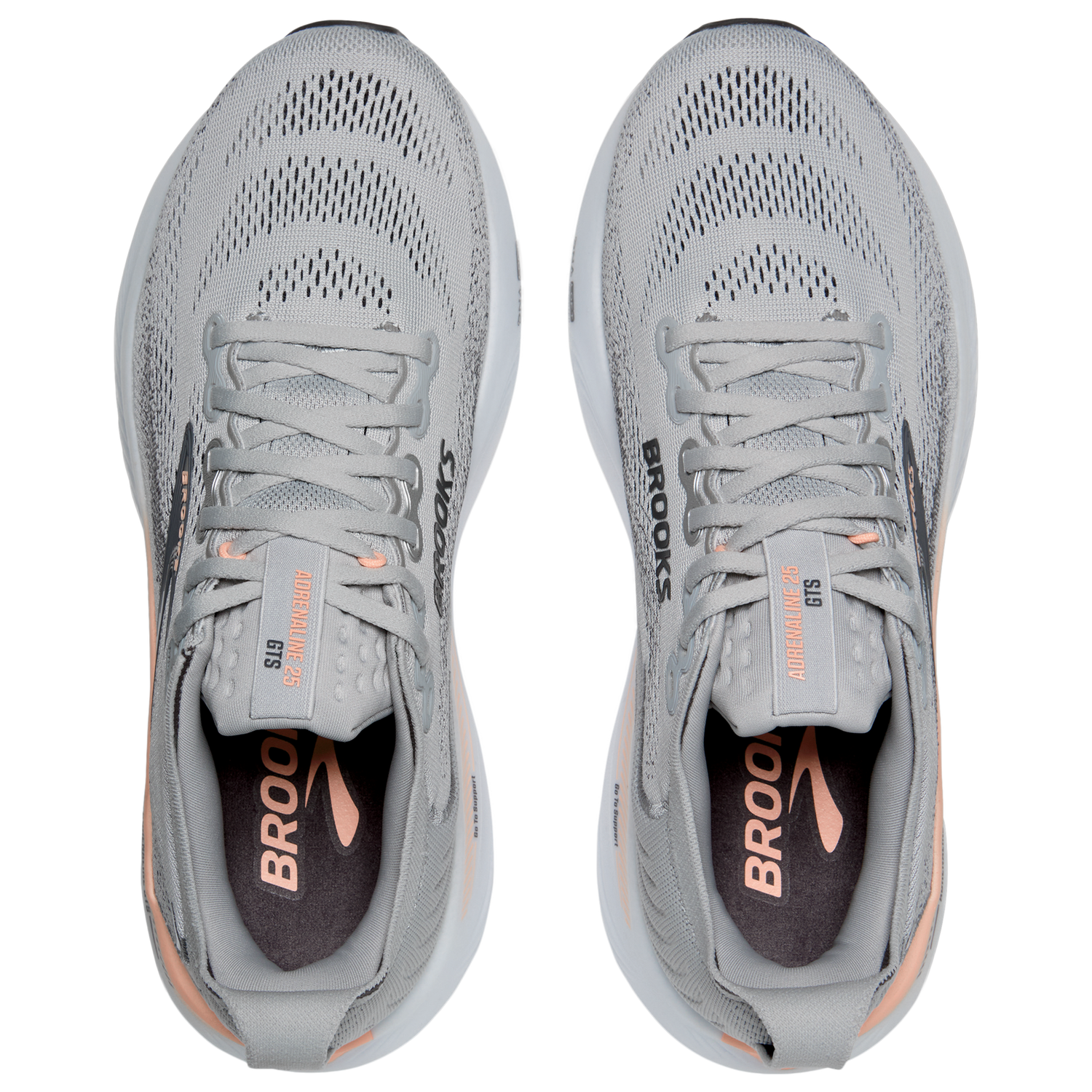 Brooks Adrenaline GTS 25 Wide - Women's - Grey/Blackened Pearl/Coral