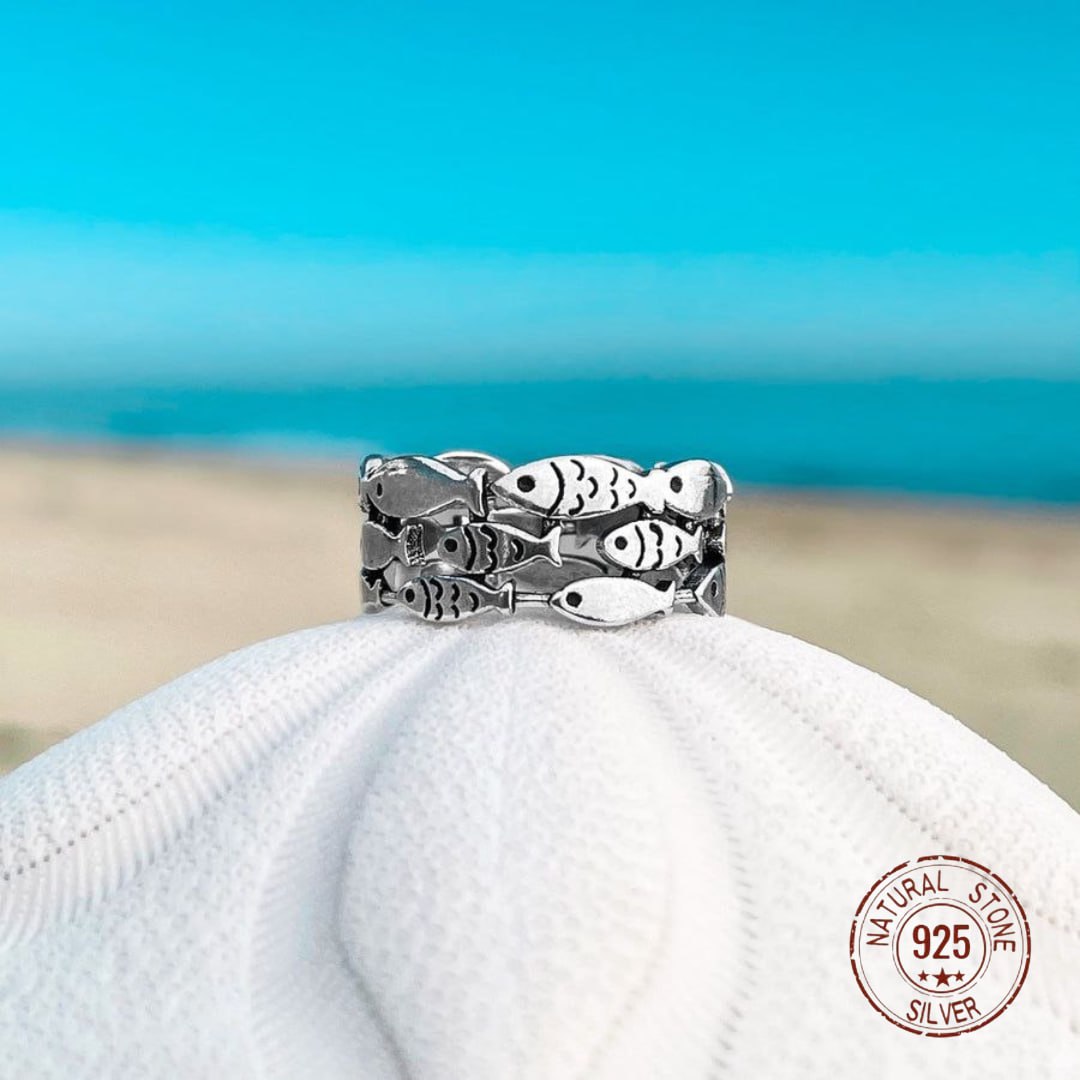 Silver School of Fish Ring - foto 4