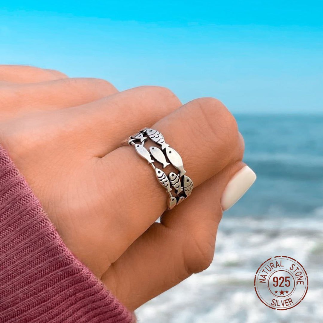 Silver School of Fish Ring - foto 6