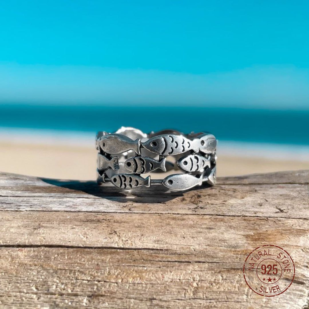 Silver School of Fish Ring - foto 3