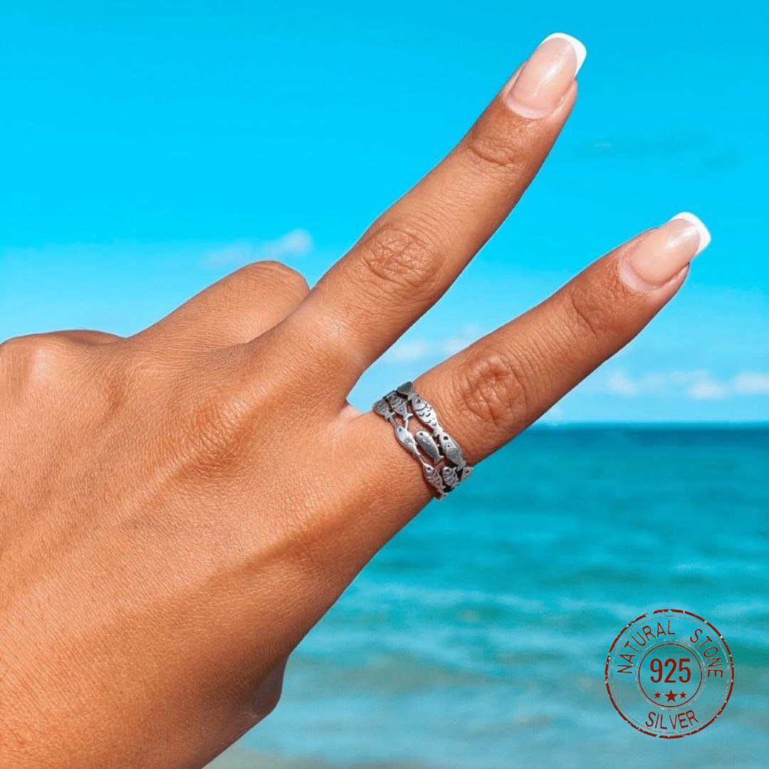Silver School of Fish Ring - foto 5