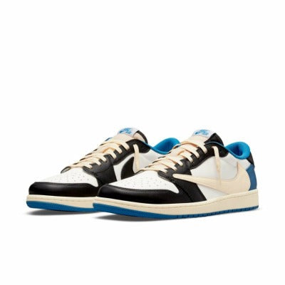 Fragment Design x Travis Scott x Air Jordan 1 Retro Low Sail Black Military Blue