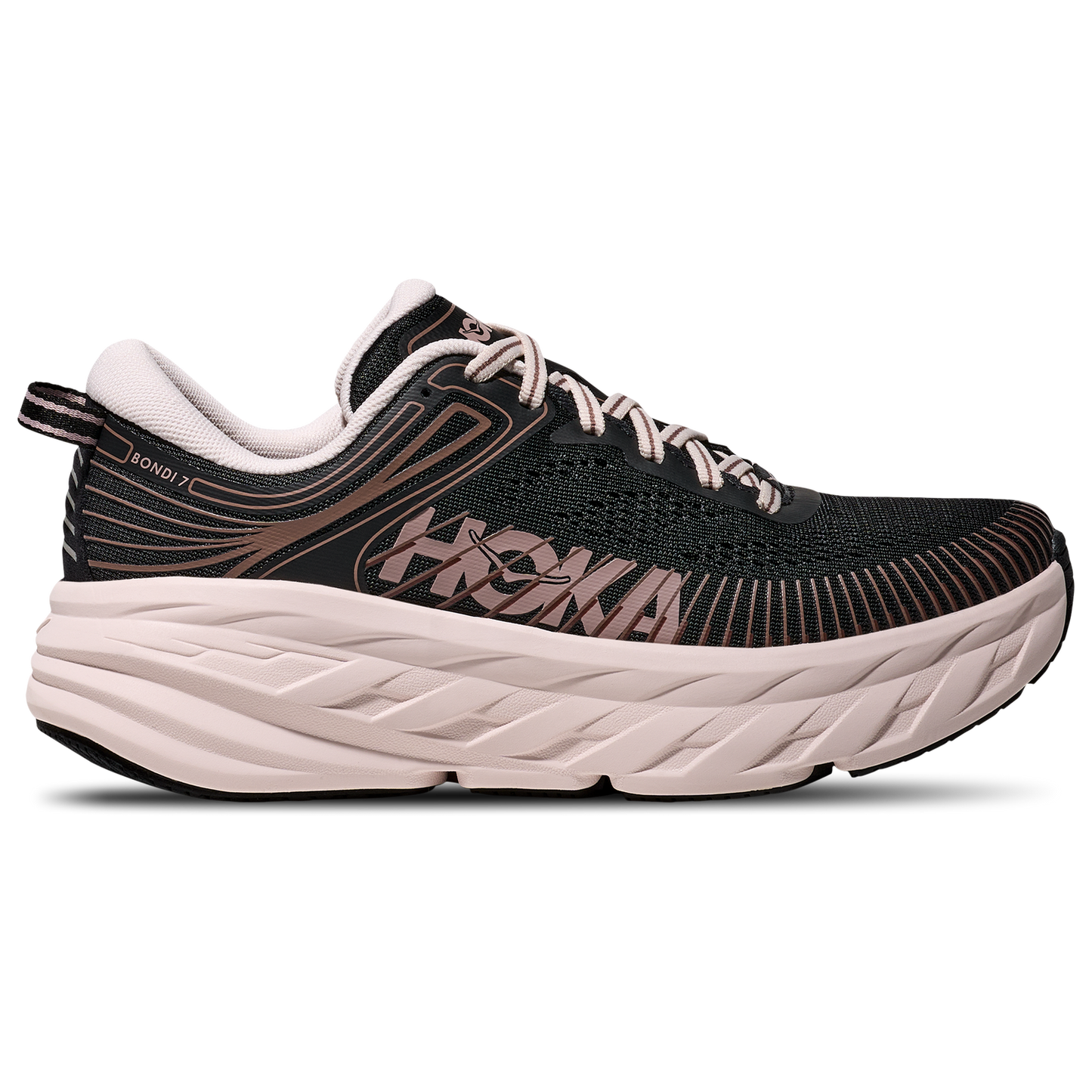 HOKA Bondi 7 - Women's - Black/Rose Cream