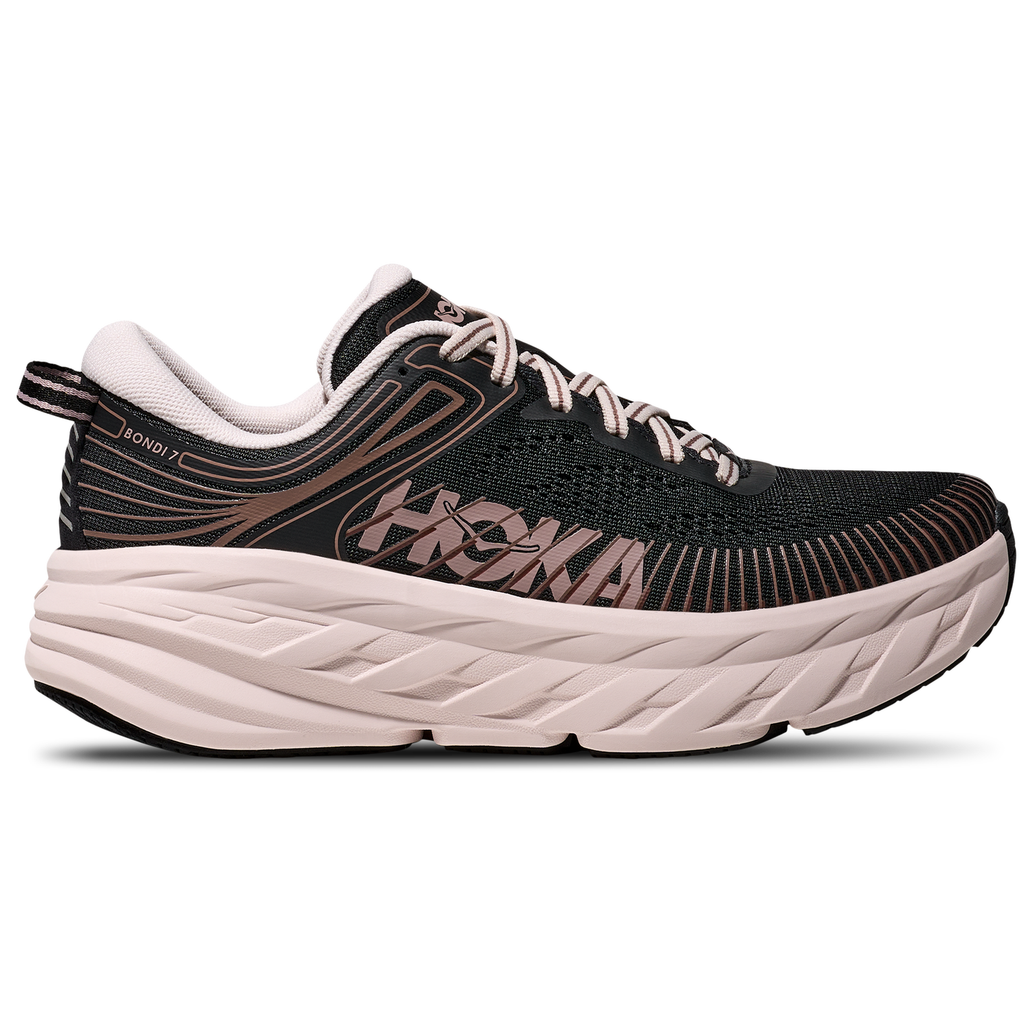 HOKA Bondi 7 - Women's - Black/Rose Cream